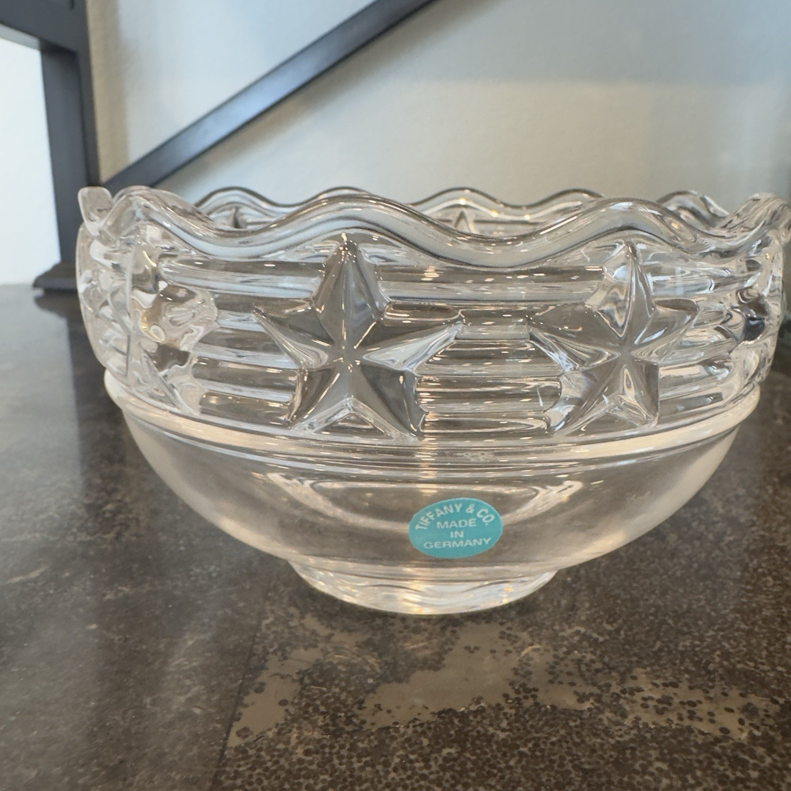 Tiffany & Co. Stars and Stripes Crystal Bowl Made In Germany 5×3 Inches Vintage