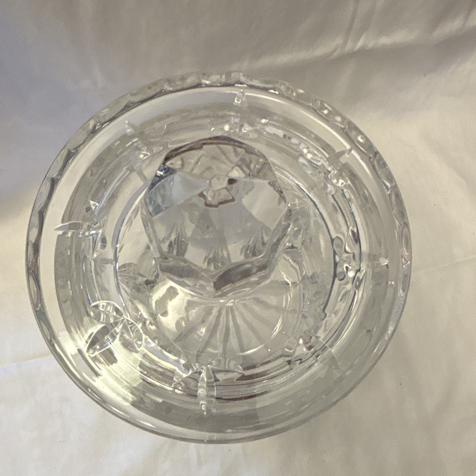 Vintage Lead Crystal Biscuit/Candy Jar with Lid Pinwheel Starburst Pattern8”