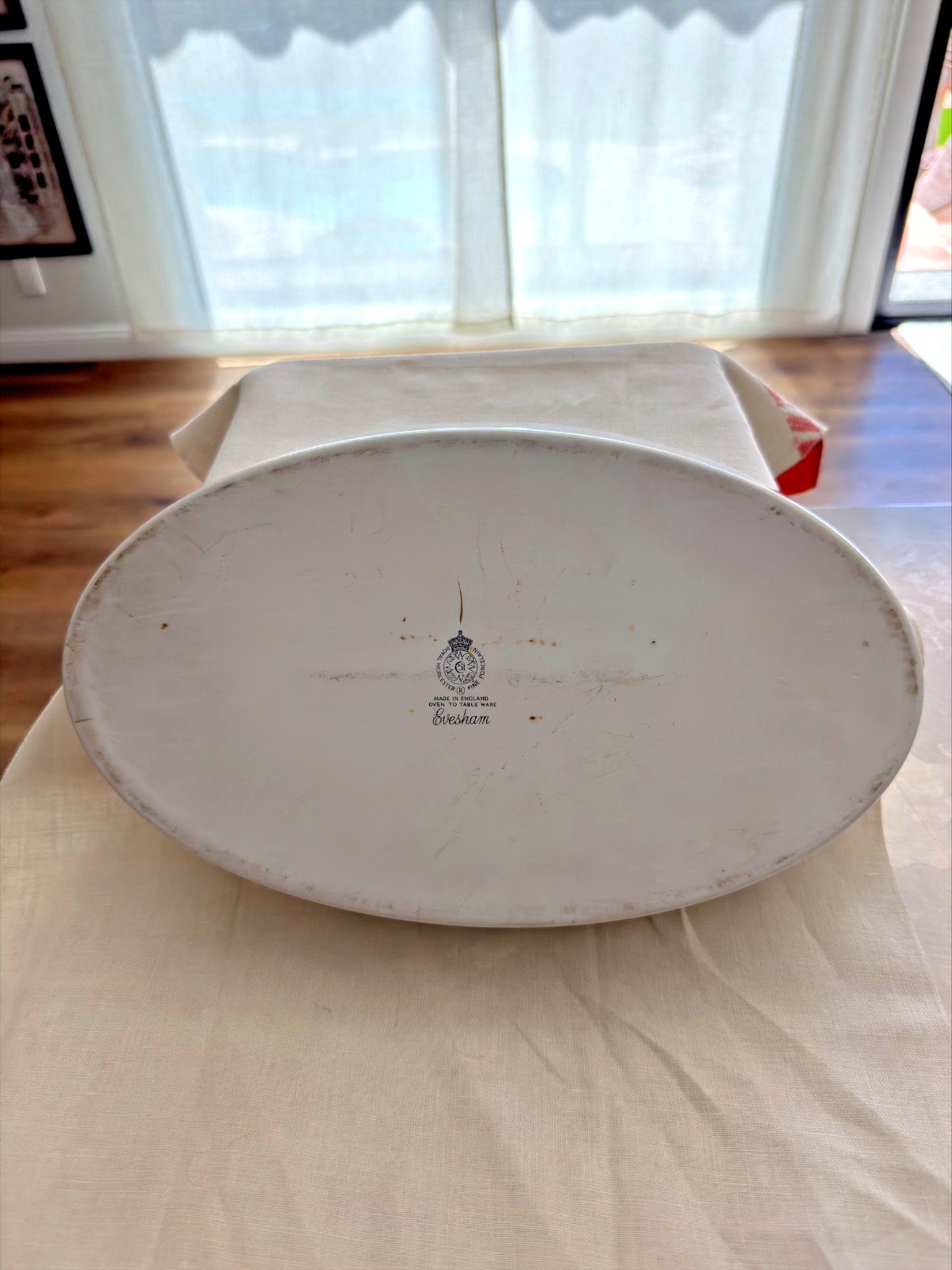 Royal Worcester Evesham Oval Platter – 14 Inch Porcelain Fruit Corn Gold Trim