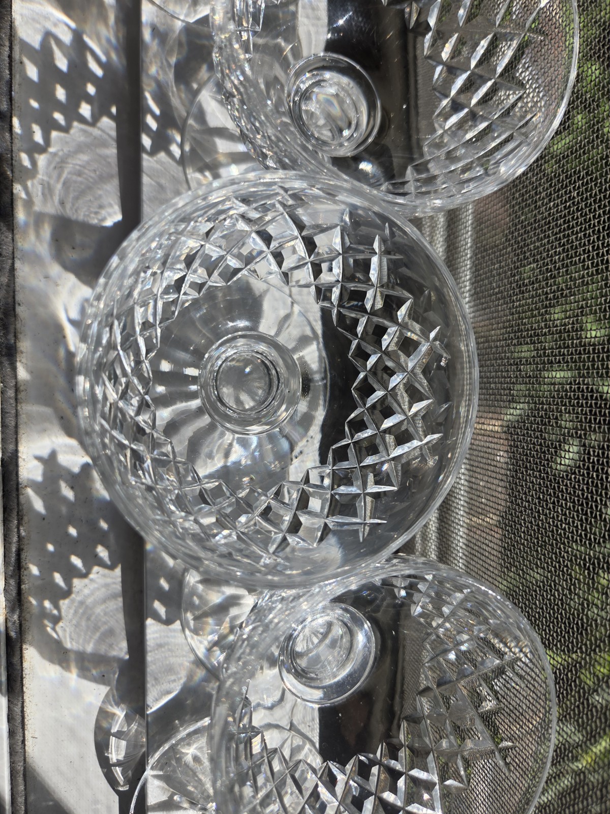 Waterford Boyne Crystal Low Sherbert criss cross cut *SET OF 5* marked