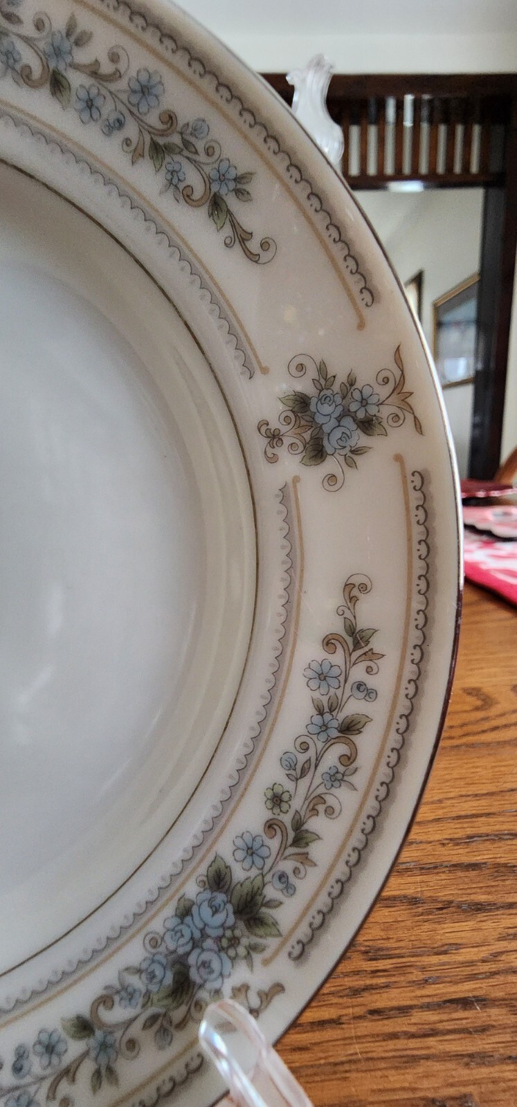 Elington Bread Dessert Plates 6 1/4″ (pairs) Wade Porcelain White Blue Platinum!