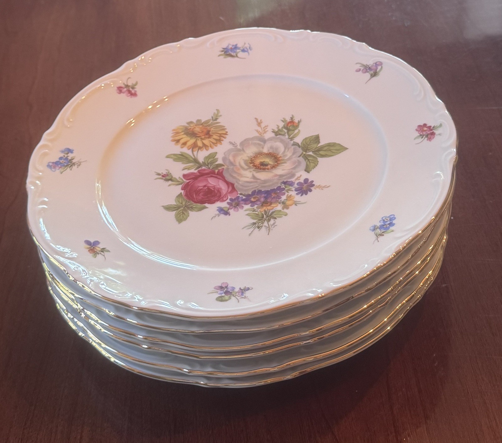 LOVELY MITTERTEICH BAVARIA GERMANY MEISSEN FLORAL 10 5/8″ DINNER PLATE