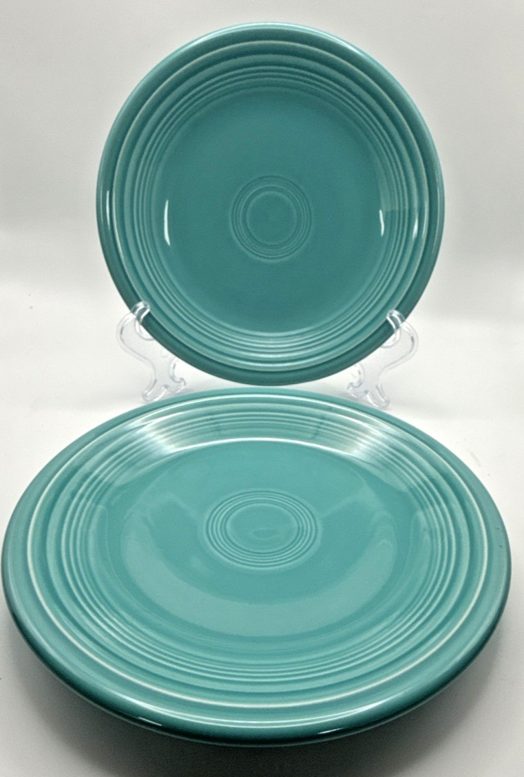 Fiesta Salad Plates Homer Laughlin HLC 7.25 set 7 Lt Green Yellow Rose Turquoise
