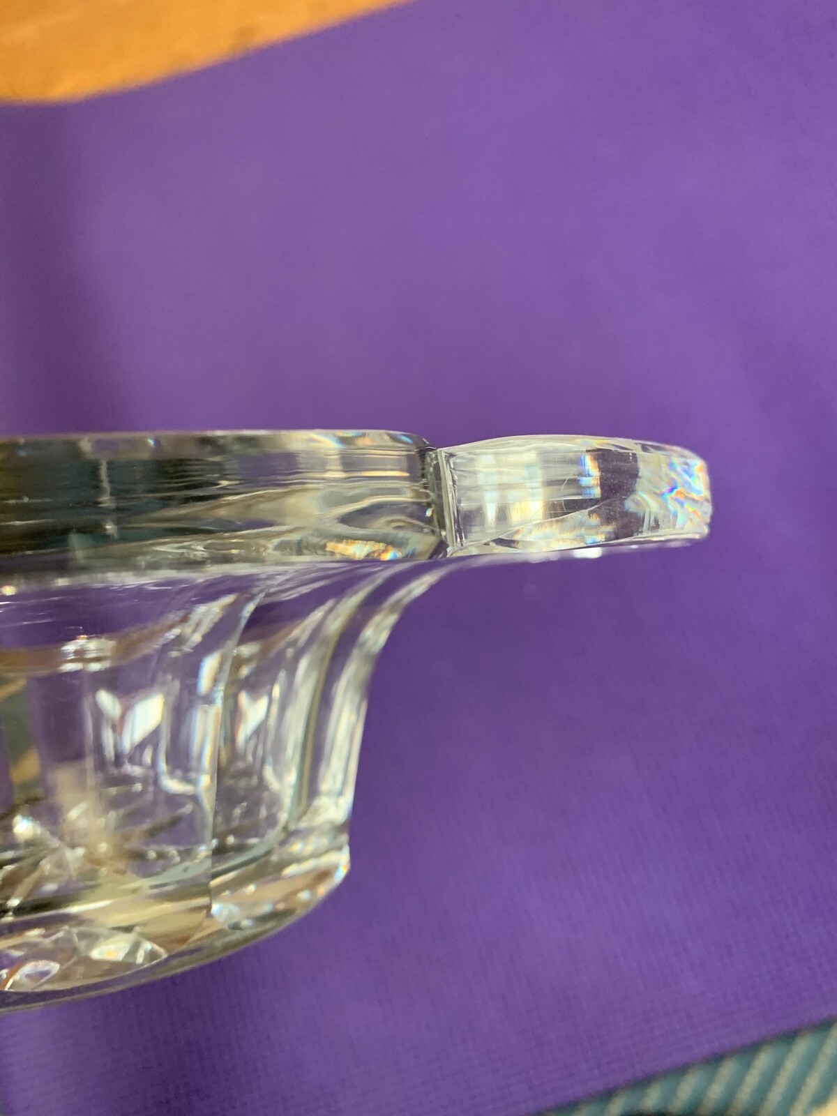 Cut Polished Crystal Bowl Scallop Edge Etch F Monogram High End Elegant Antique