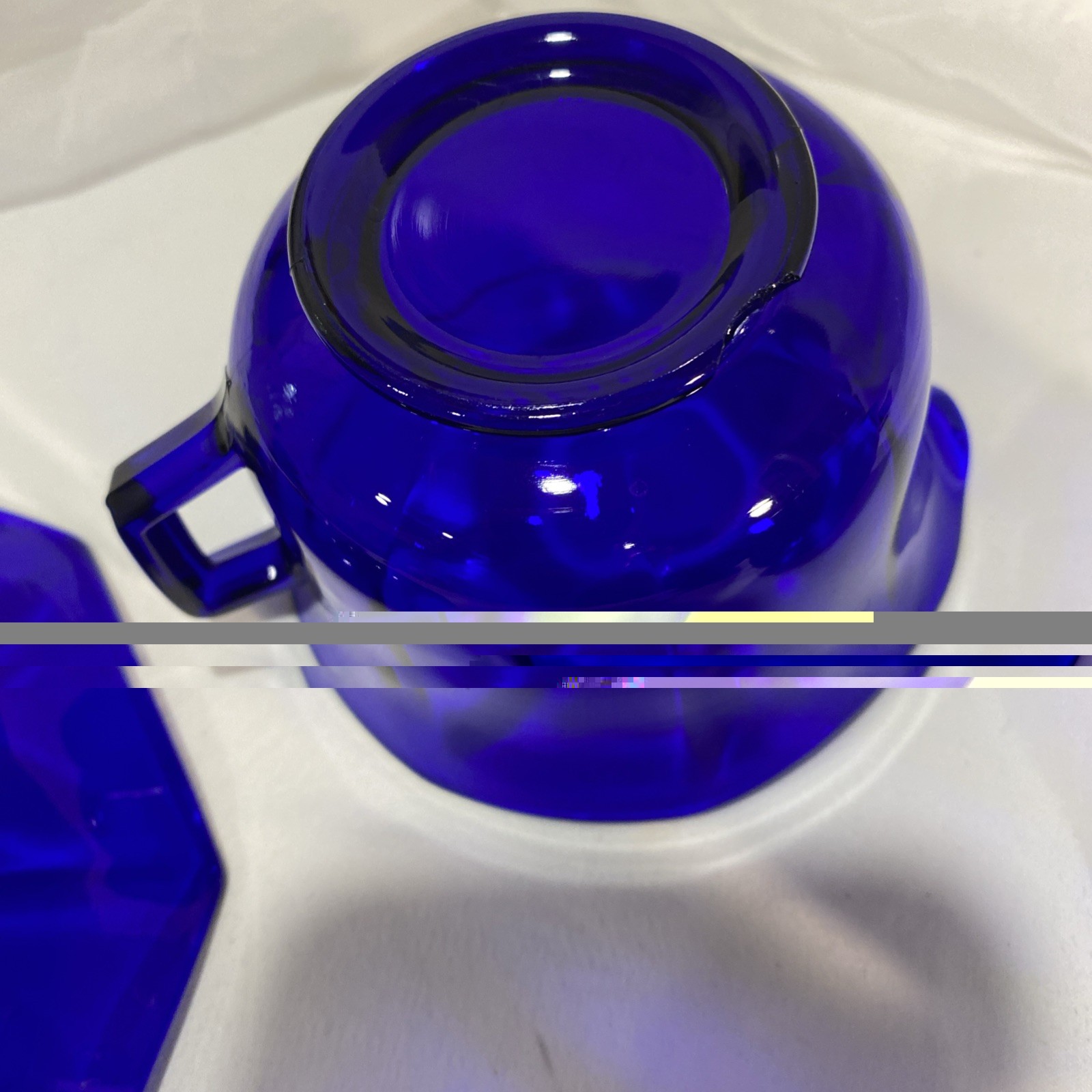 VTG Beautiful Cobalt Blue Cup And Saucer With Creamer Octagon Shape (Extra Cup)