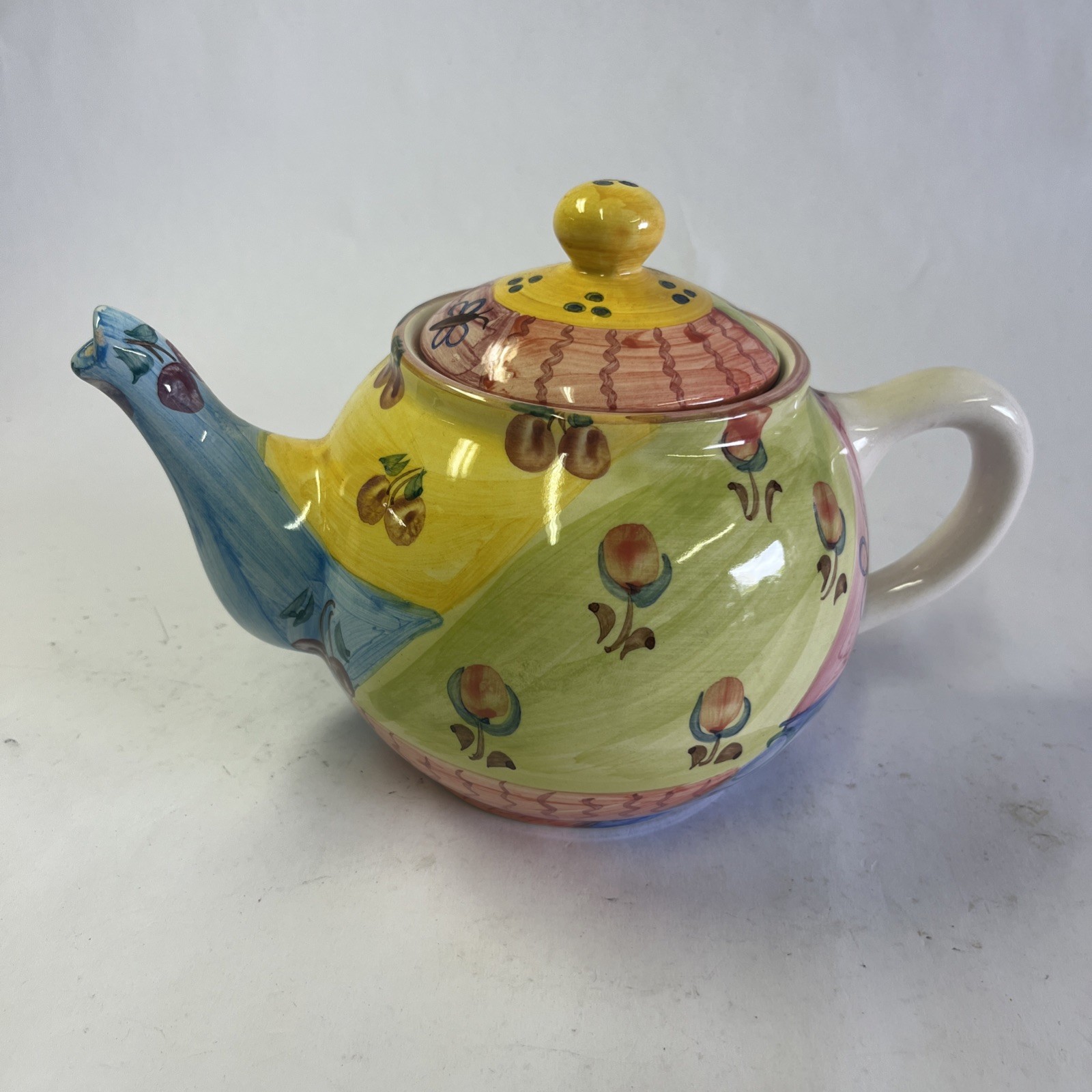 Favanol Portugal Ceramic Bees And Berries Teapot Handpainted Approx 9.5″ by 6″