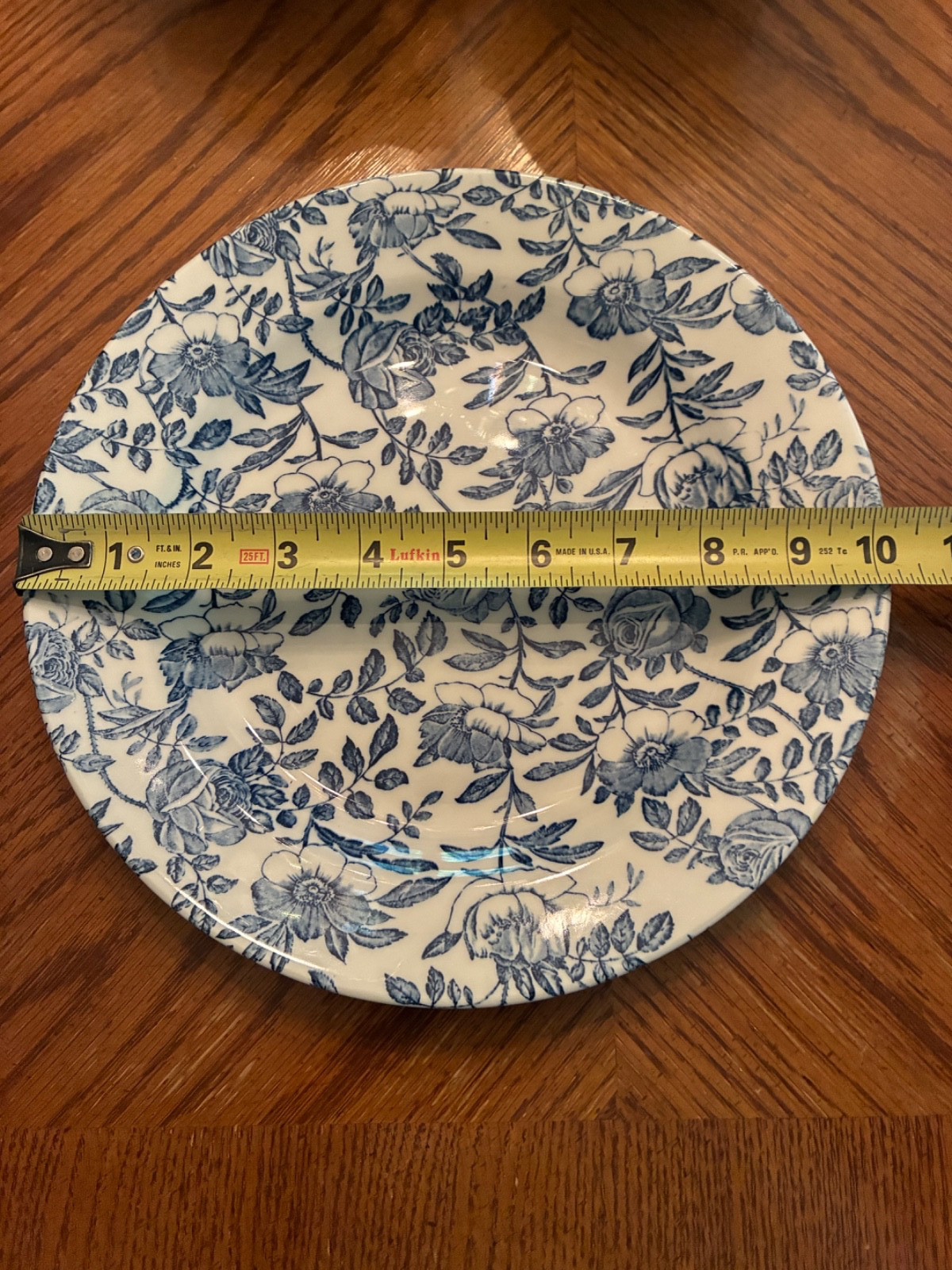Churchill Blue & White Peony Blue & White Smooth Dinner Plate ~10.25″ Diam