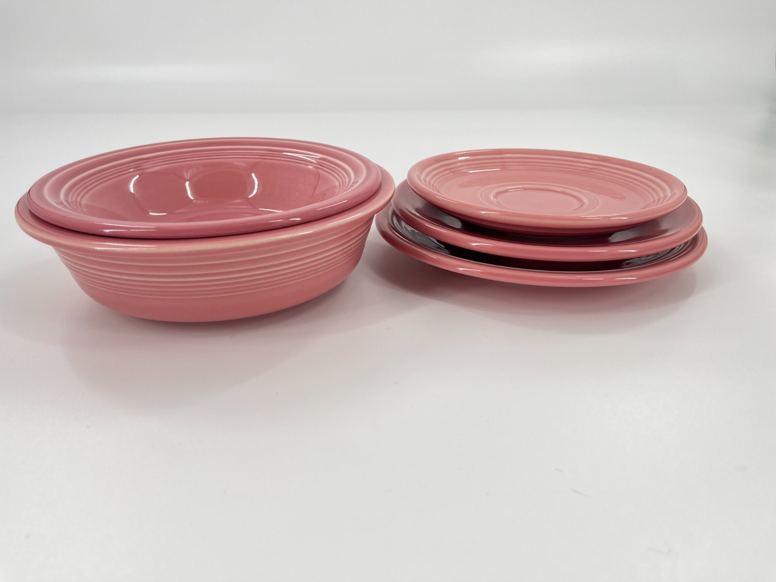 Fiesta Dinnerware Set Rose Pink 15 Piece Post 86 Lot Bowls Plates, Platters Cups