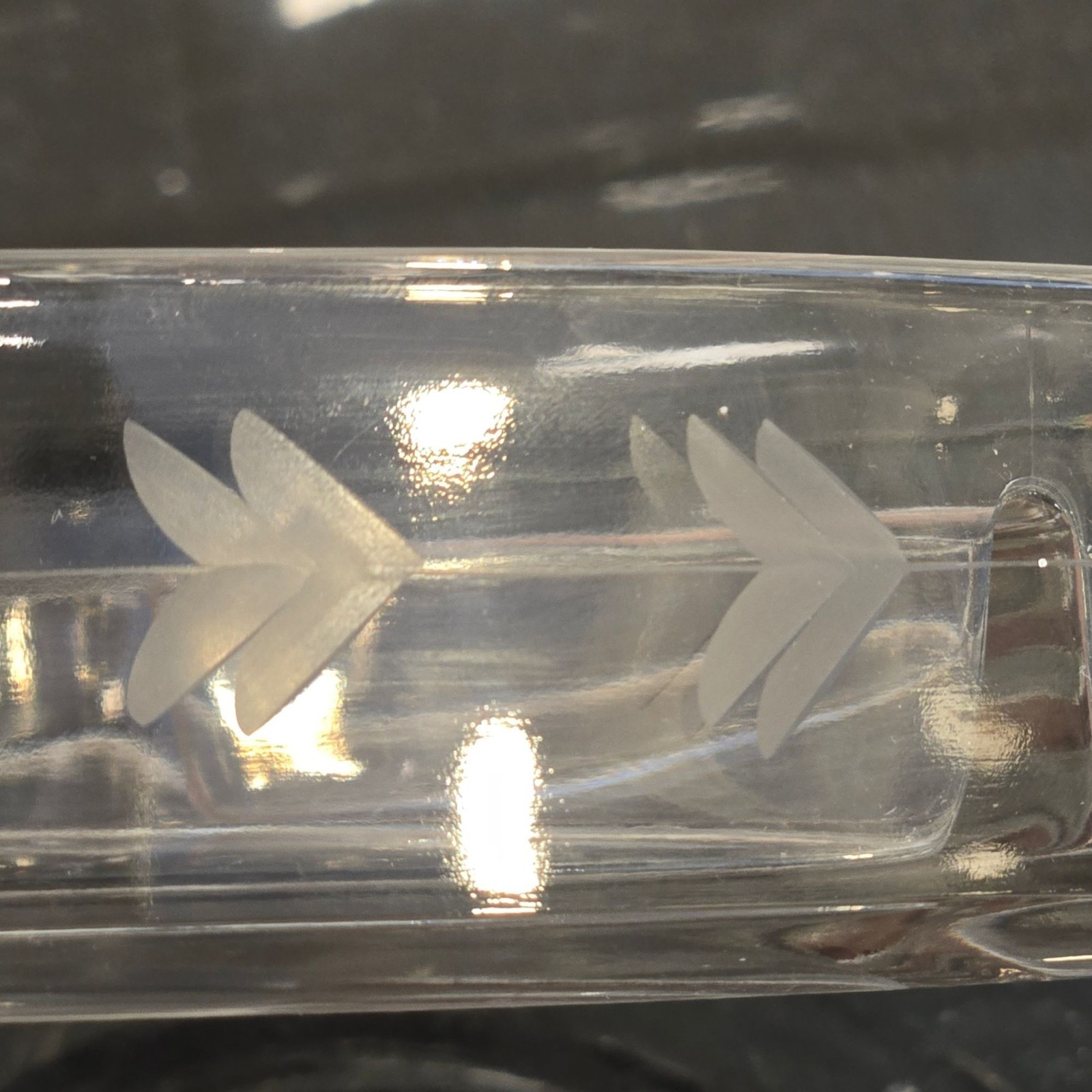 Vintage etched crystal Heart shaped Candy dish relish divided Valentines day