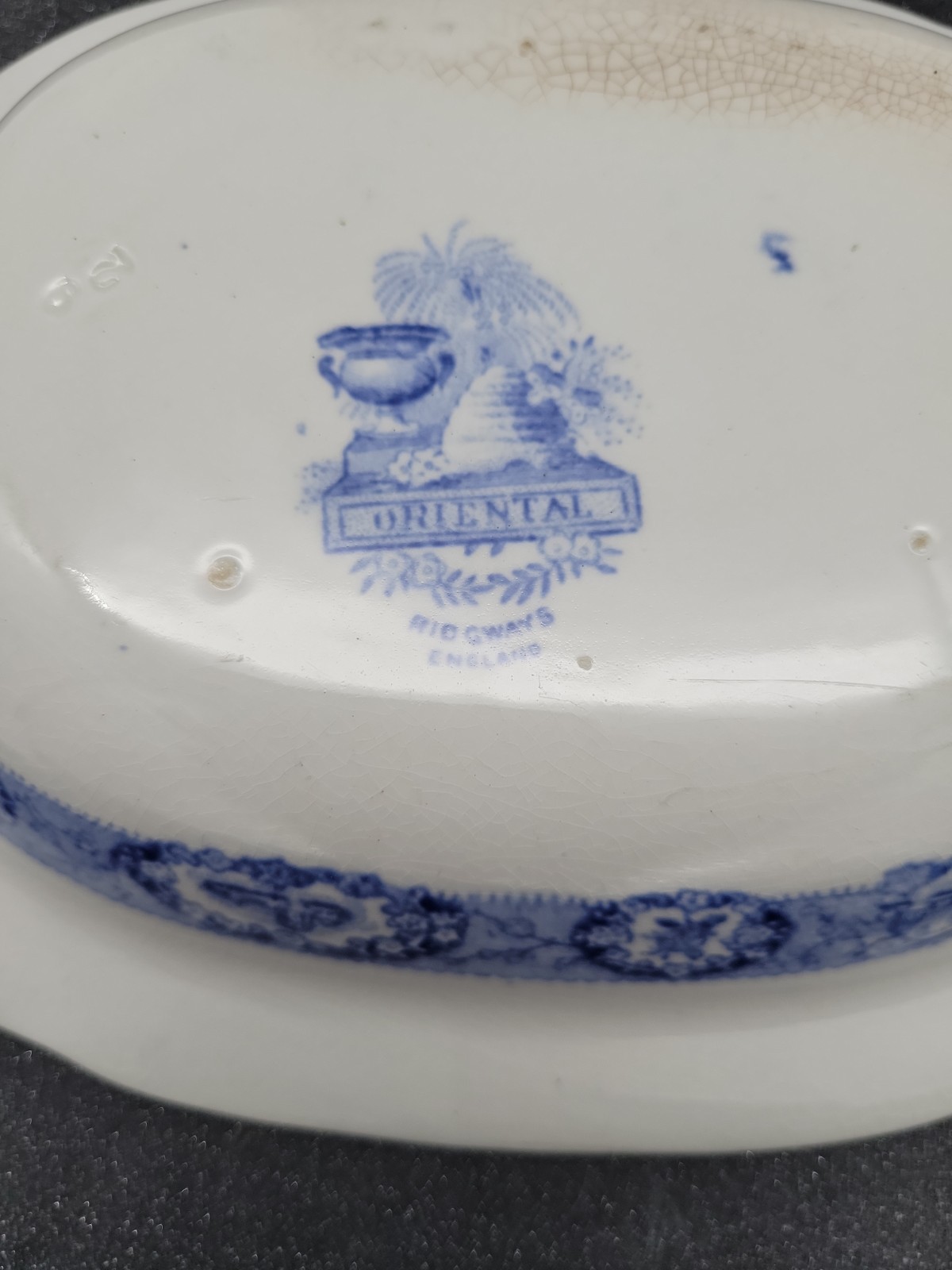 Antique Ridgways England Oriental Transferware Open Vegetable Dish 8.5″ x 6.75″