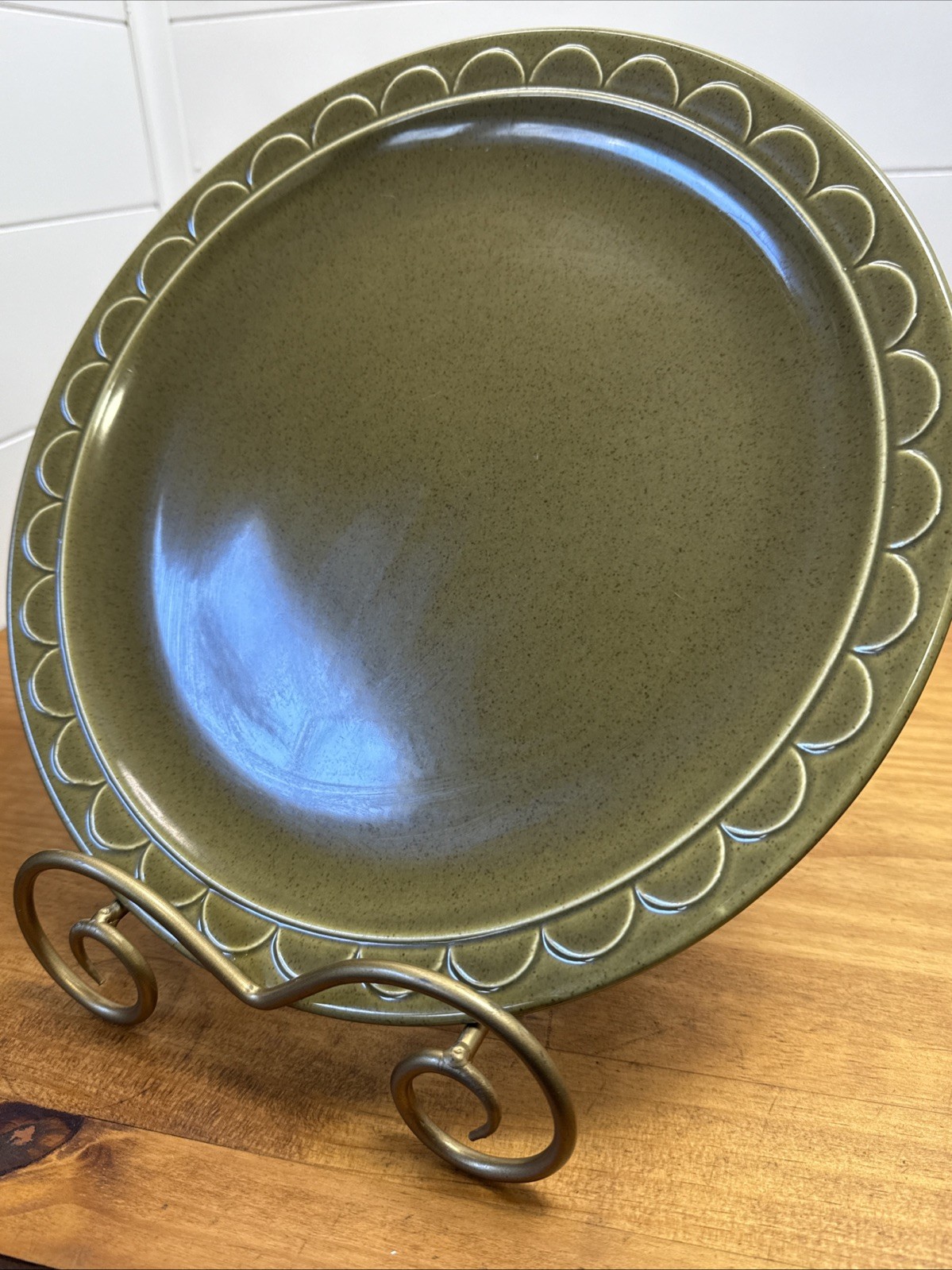Vintage Homer Laughlin Sheffield Granada Olive Green 12.25” Platter USA