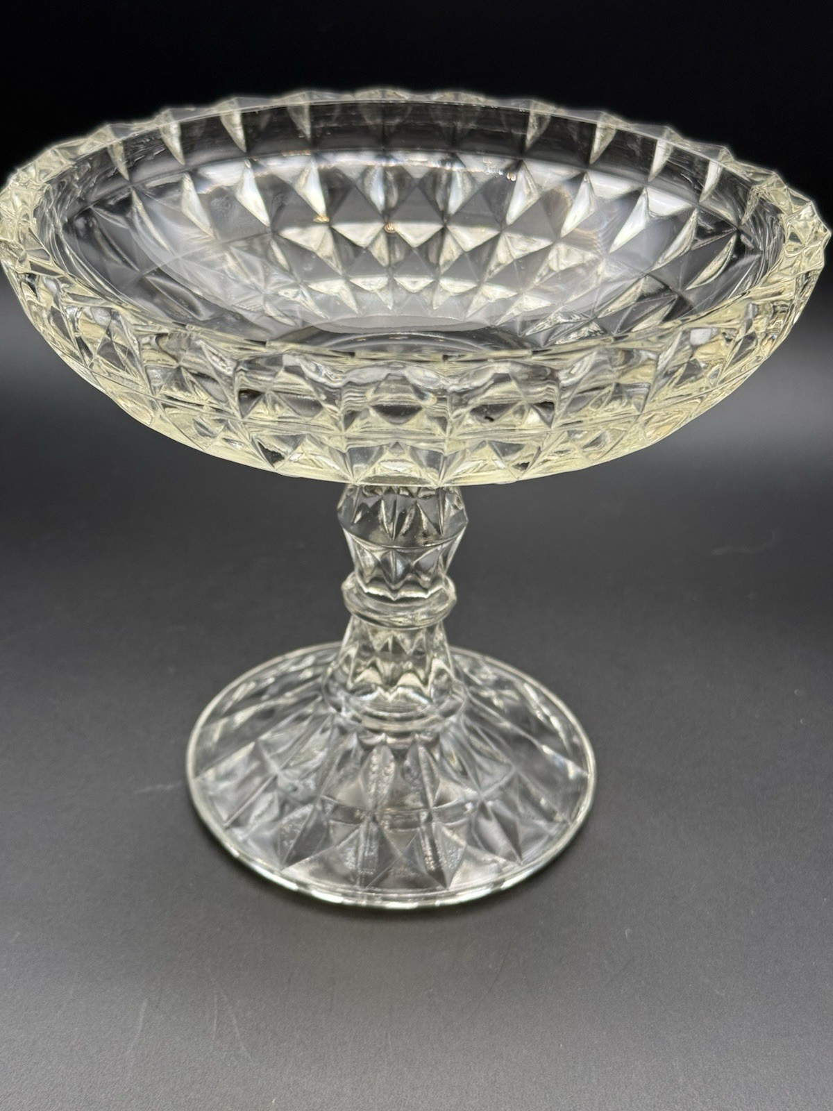 Vintage EAPG Jeannette Glass Compote Windsor Clear 1936 Pretty!