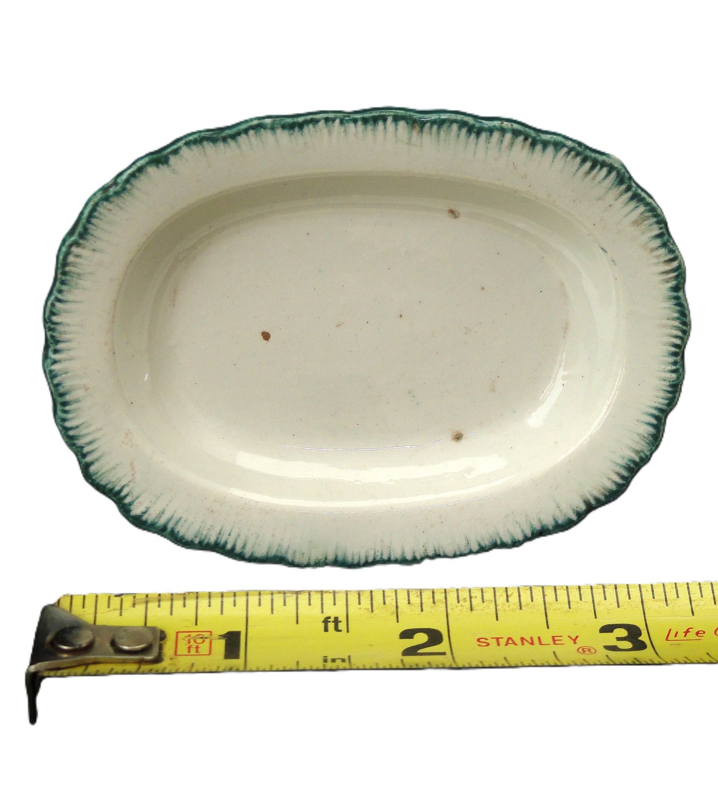 Green Feather Edge Shell Edged Pearlware Toy Platter Davenport c 1825