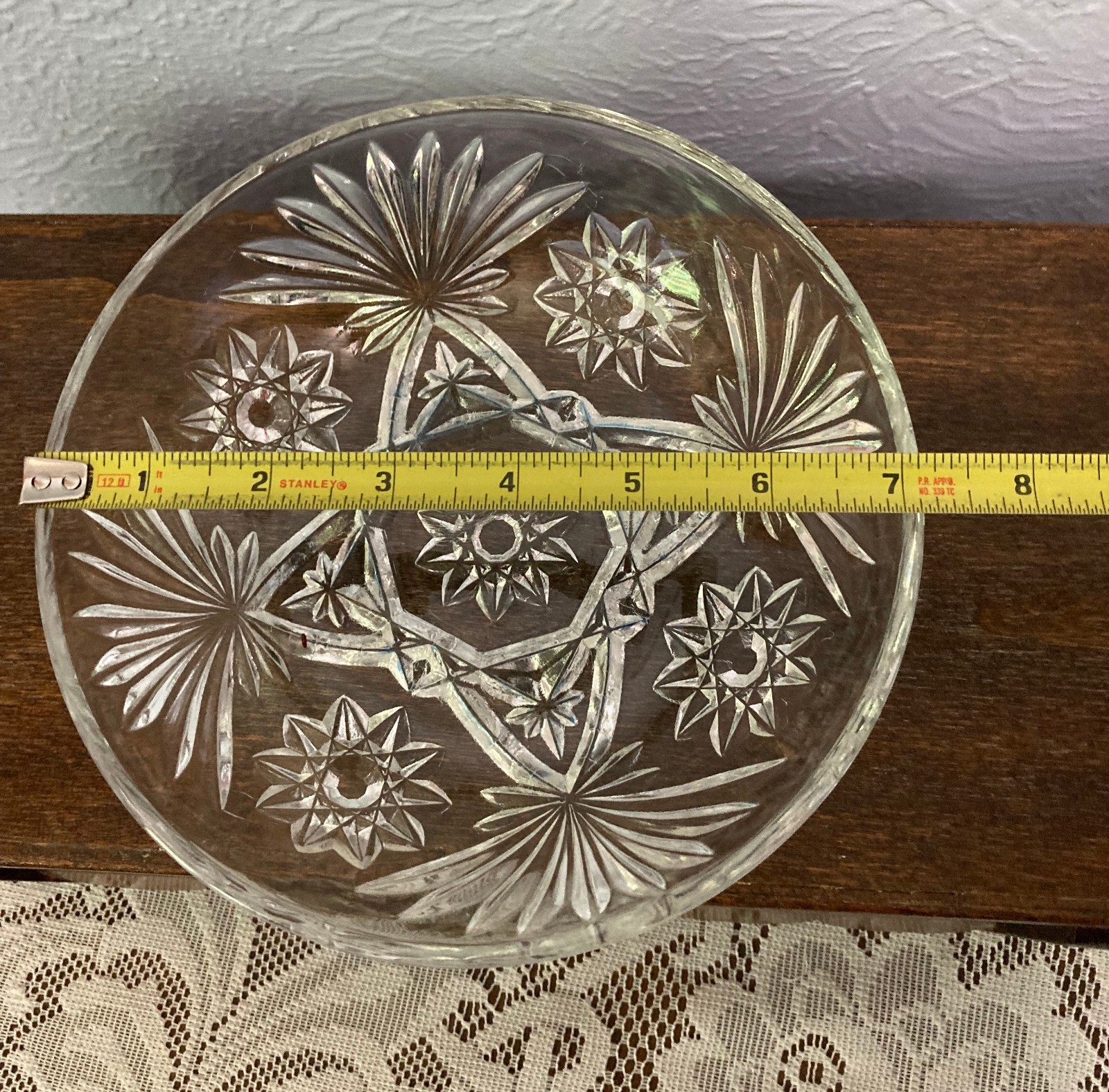 Vintage Anchor Hocking Clear Pressed Glass Bowl W/ Star of David pattern