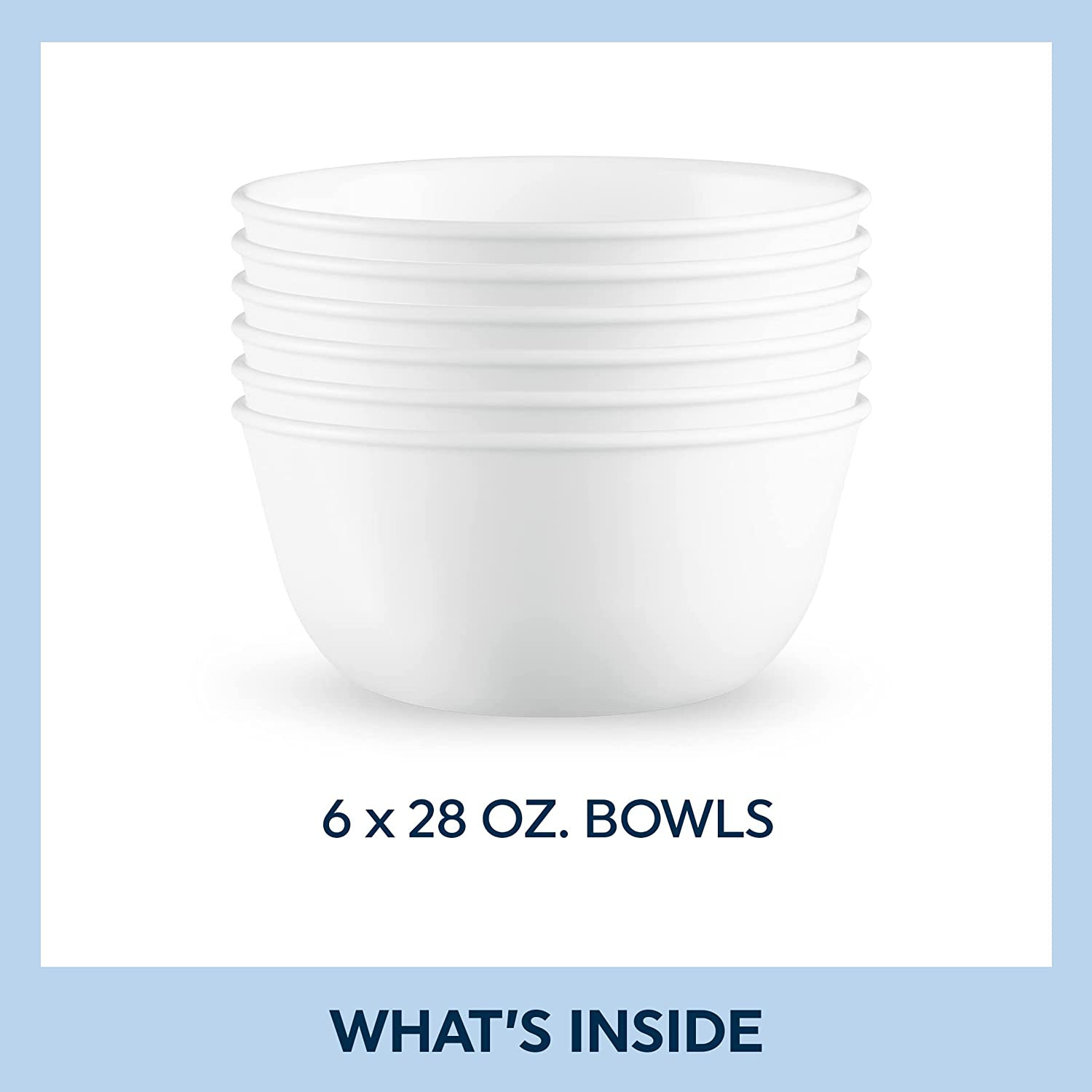 Corelle Vitrelle 28-Oz Soup/Cereal Bowls Set of 6 Chip & Crack Resistant Dinnerw