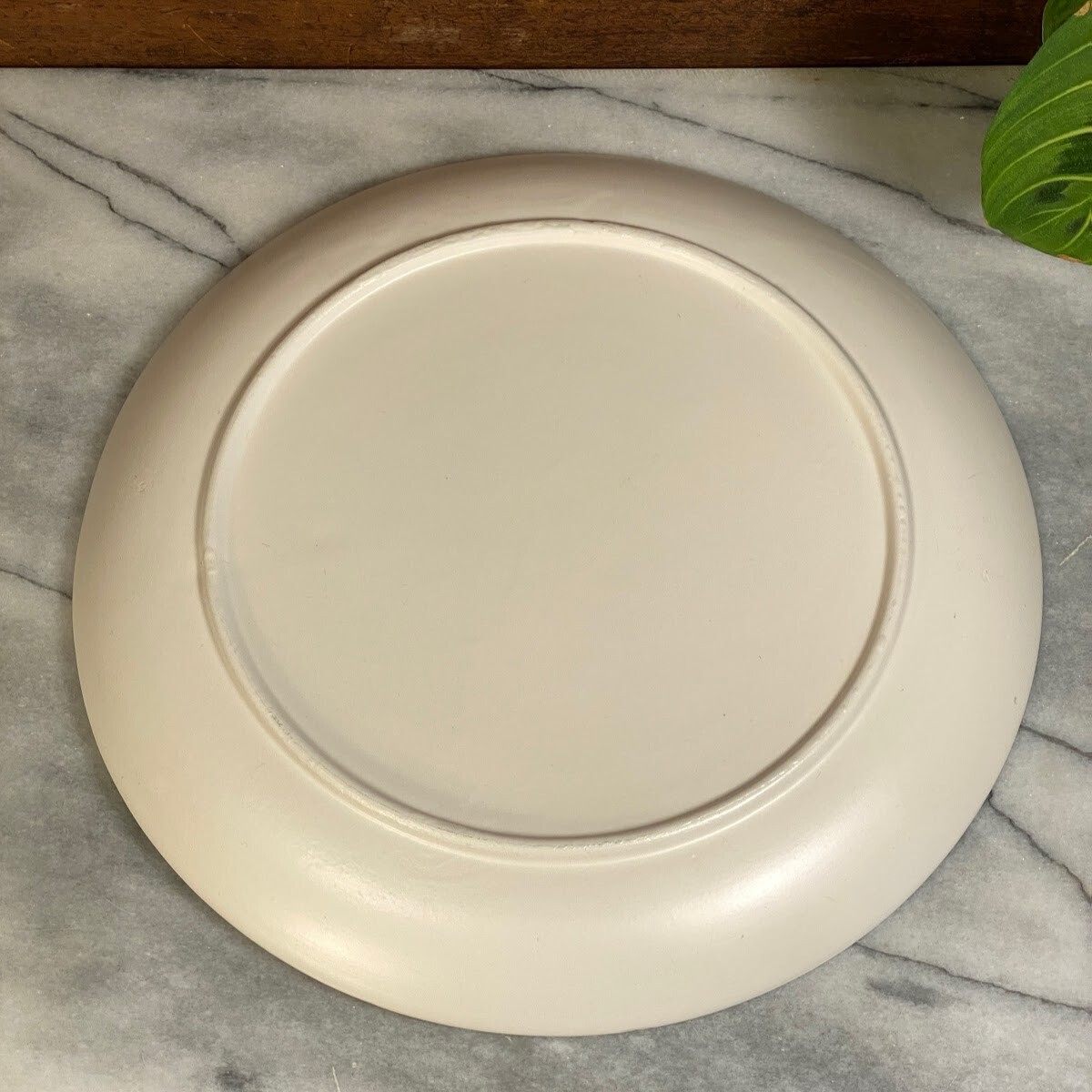 Vintage Japanese White Ivory Stoneware 9″ Divided Round Plates ~ Set of 6