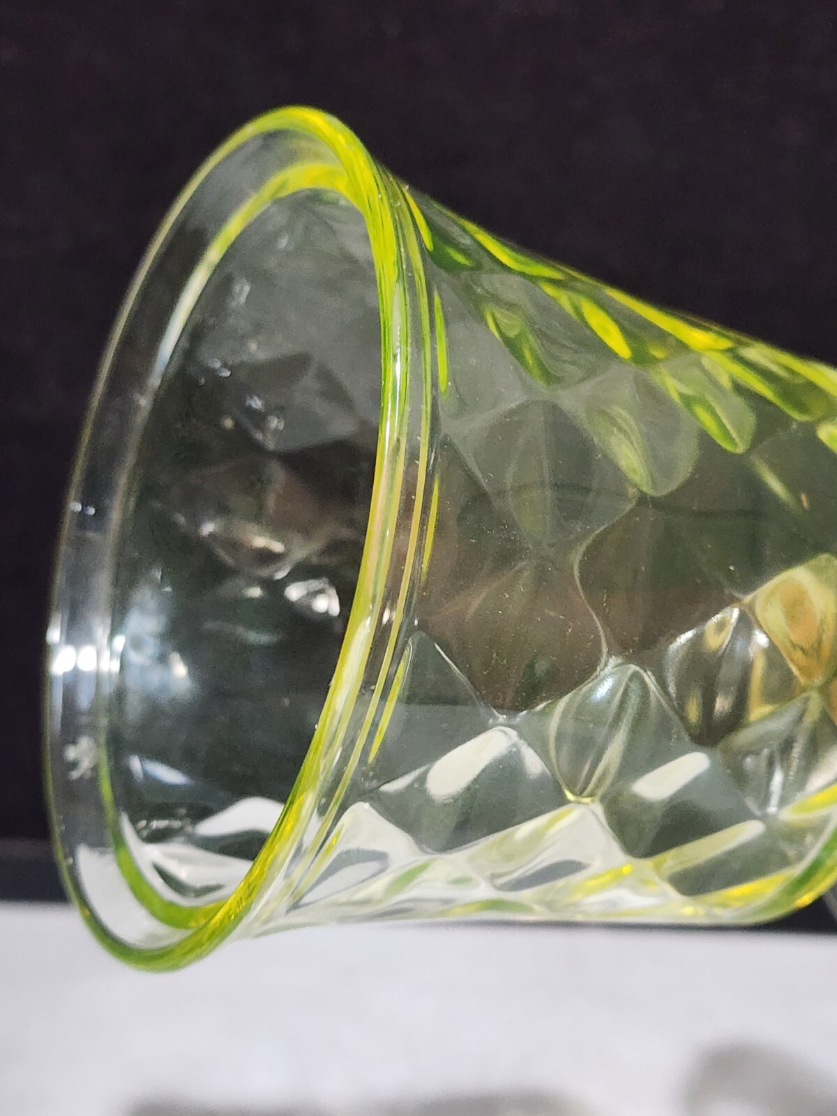 Bryce Brothers Diamond Quilt TALL COVERED DISH 19th Century Yellow Uranium Glass