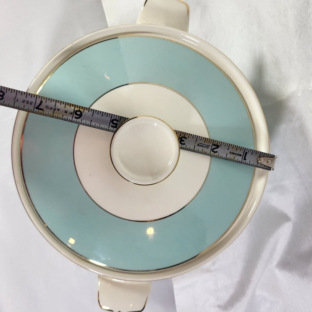 Vintage Taylor Smith & Taylor Autumn Wheat Covered Casserole Dish with Turquoise
