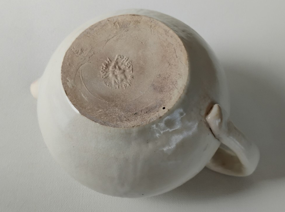 PISGAH FOREST RARE PINK & WHITE NORTH CAROLINA ART POTTERY TEAPOT