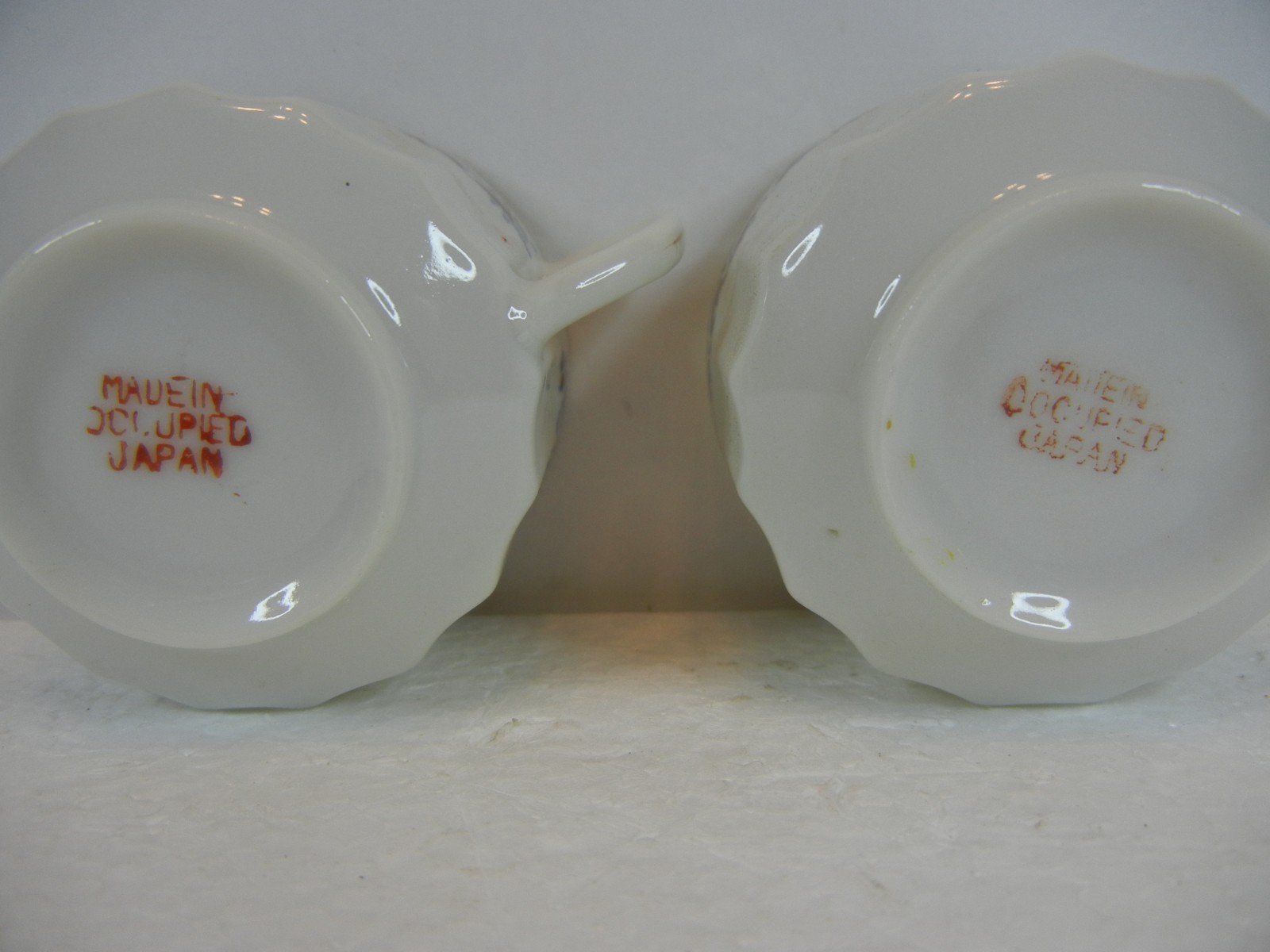2 Vintage Demitasse Cups Made in Occupied Japan Parian China White w Gold Trim