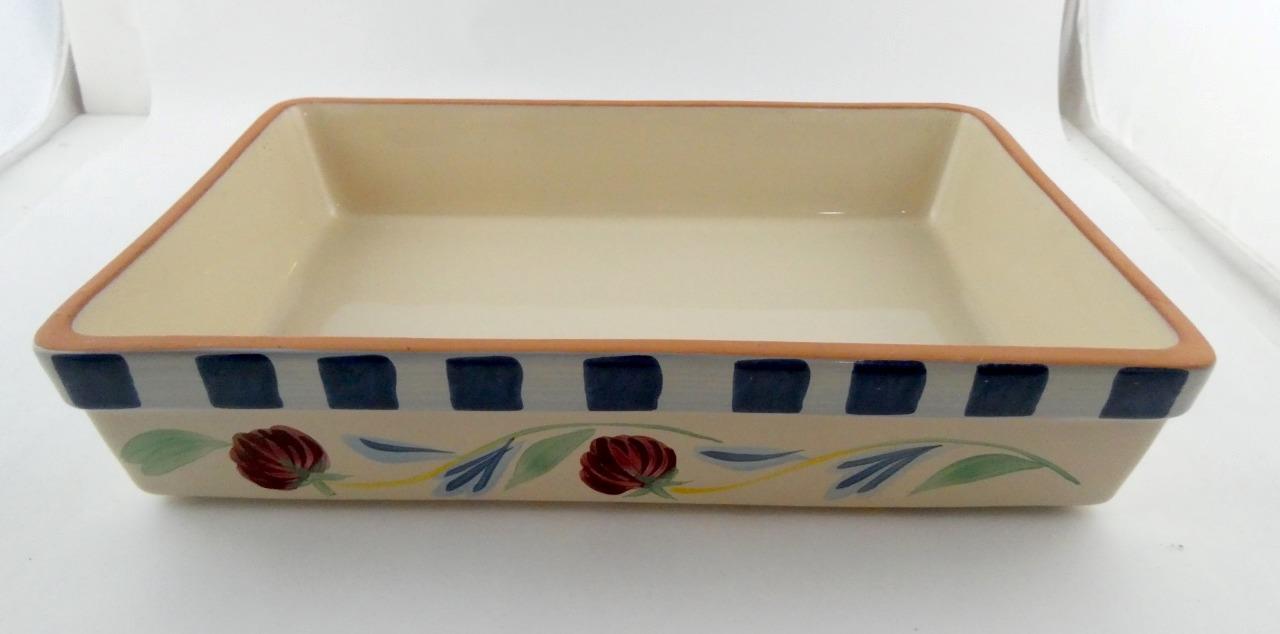 Lenox POPPIES ON BLUE TERRA COTTA 14 Inch Rectangular Baker VGOOD COND