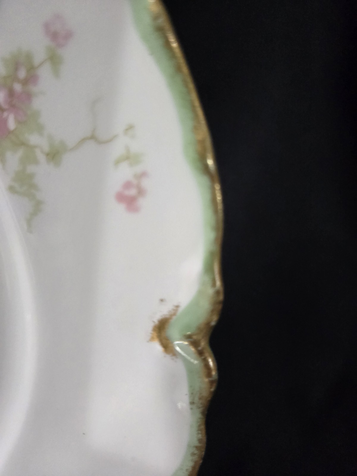 MINT ANTIQUE Haviland Schleiger 57H Limoges Roses Blue Ribbons 4 Salad Plates
