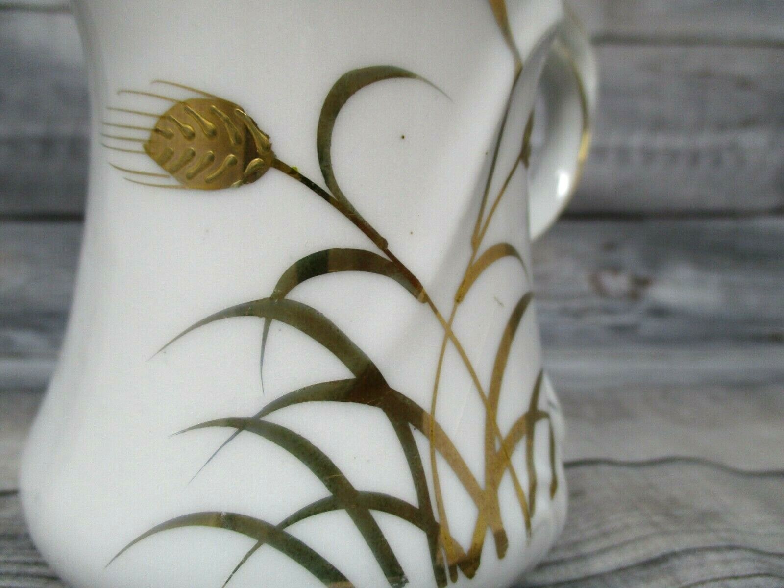 Lefton China Creamer Pitcher Small 3.5in Golden Wheat Farmhouse Country *crack