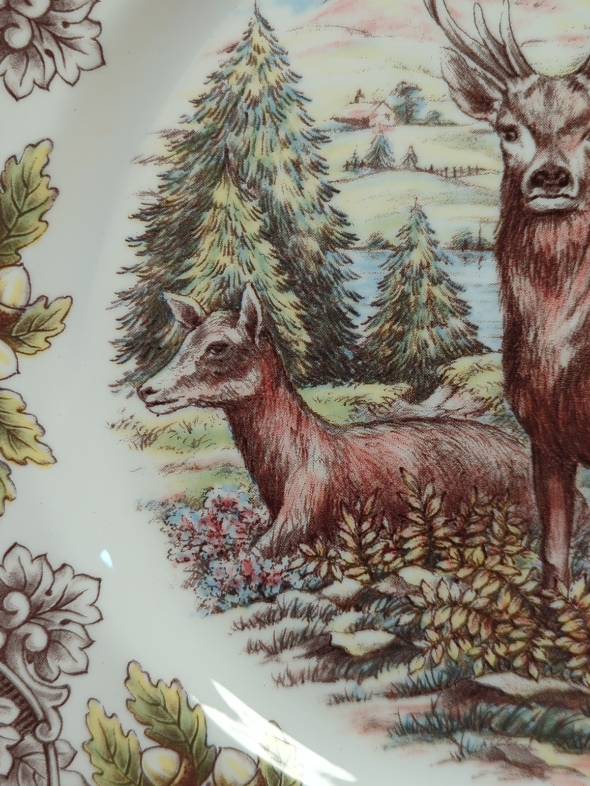 Royal Stafford England Buck Doe Acorn Dinner Plate 11″ NEW