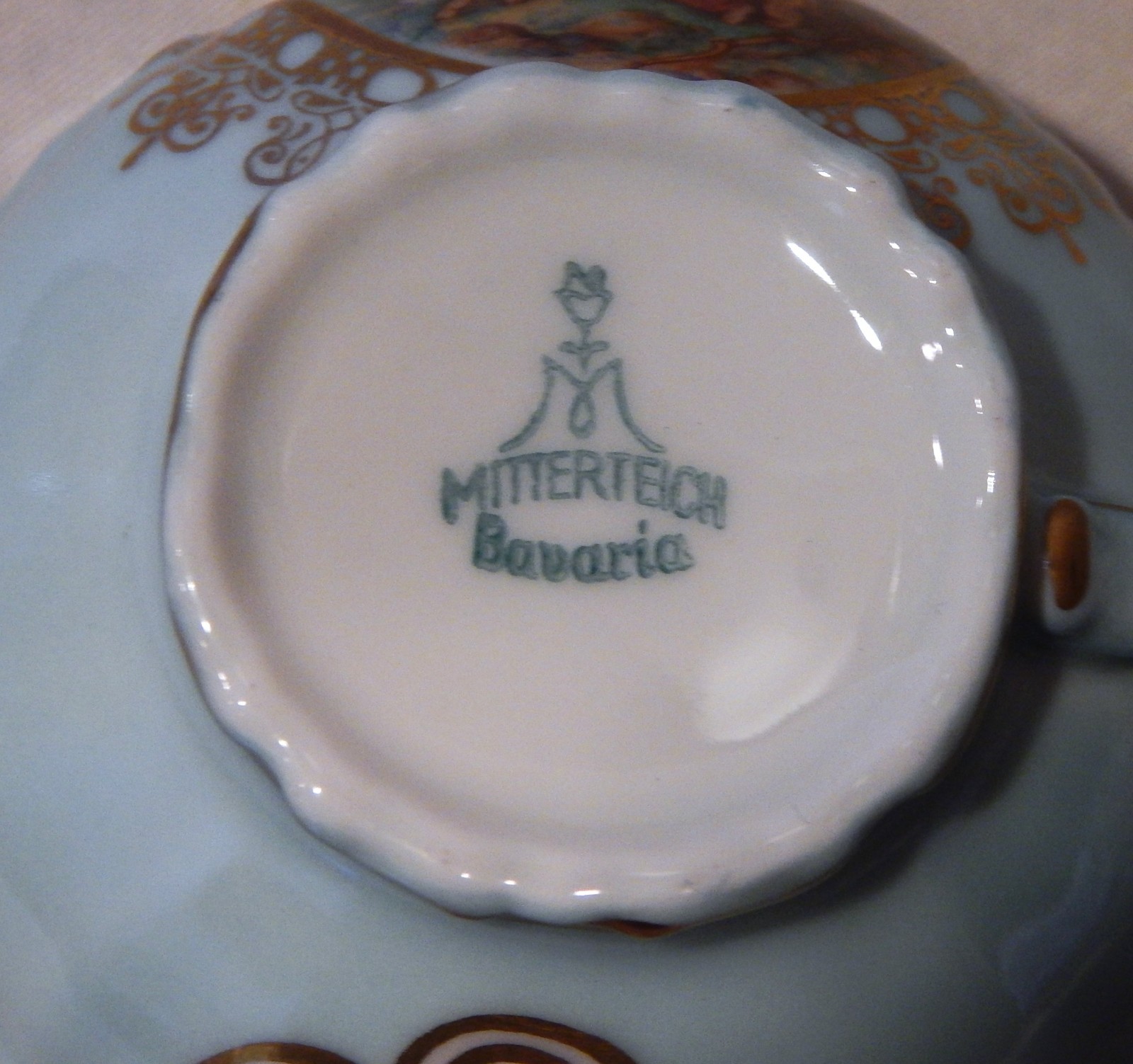 Mitterteich Bavaria Demitasse Cup and Saucer Set Romantic Scenes