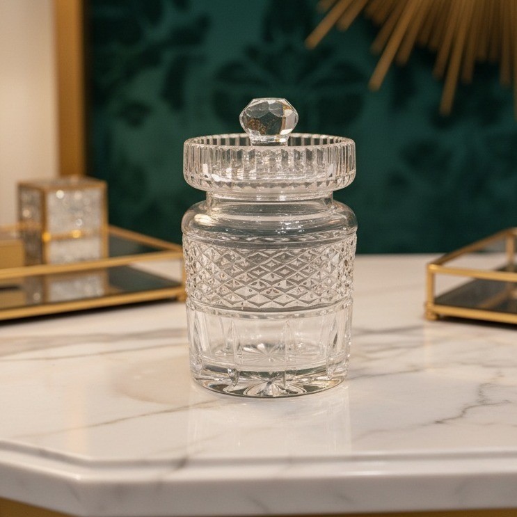 Waterford Crystal Alana Preserve Condiment Jar with Lid 4.25″
