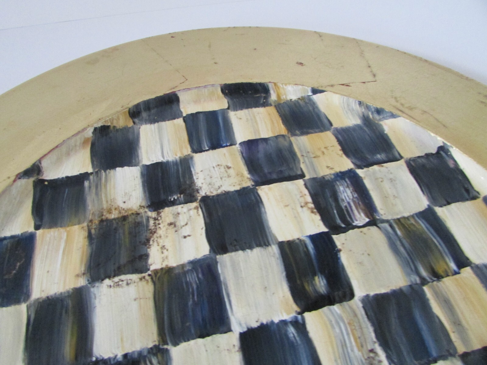 VTG Mackenzie Childs Courtly Check Circus Glass Cake Dome & Underplate