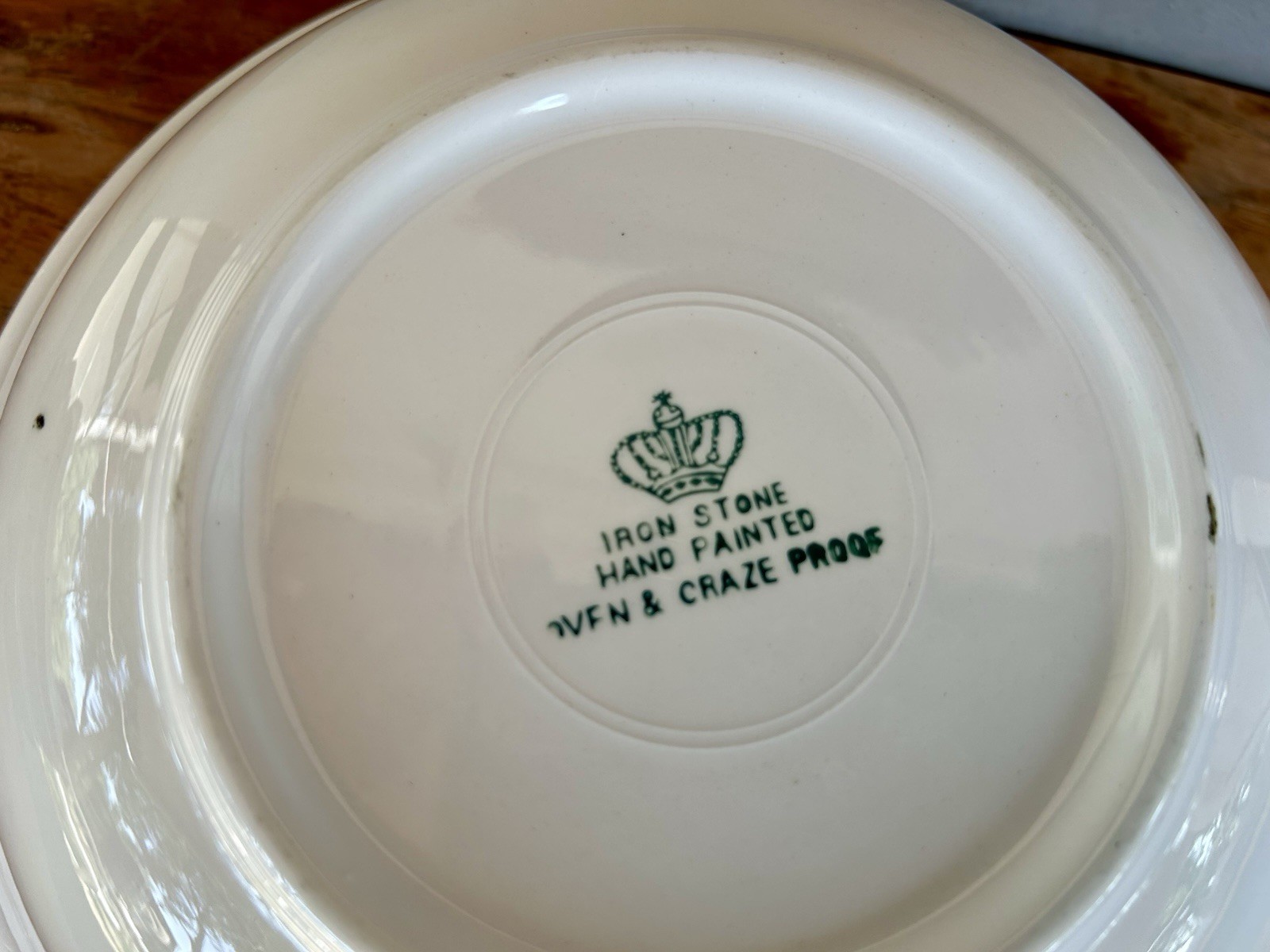 Ironstone Hand Painted Fruit Floral Ironstone Bowl, Round, 10in, Glossy
