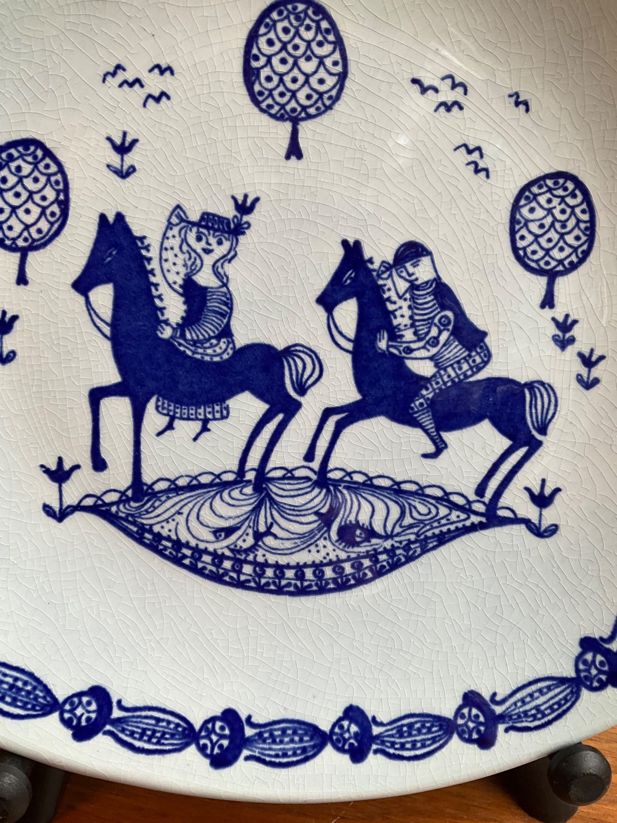 VTG STAVANGERFLINT NORWAY WALL PLATE KARI HORSES MID CENTURY SCANDINAVIAN 8″