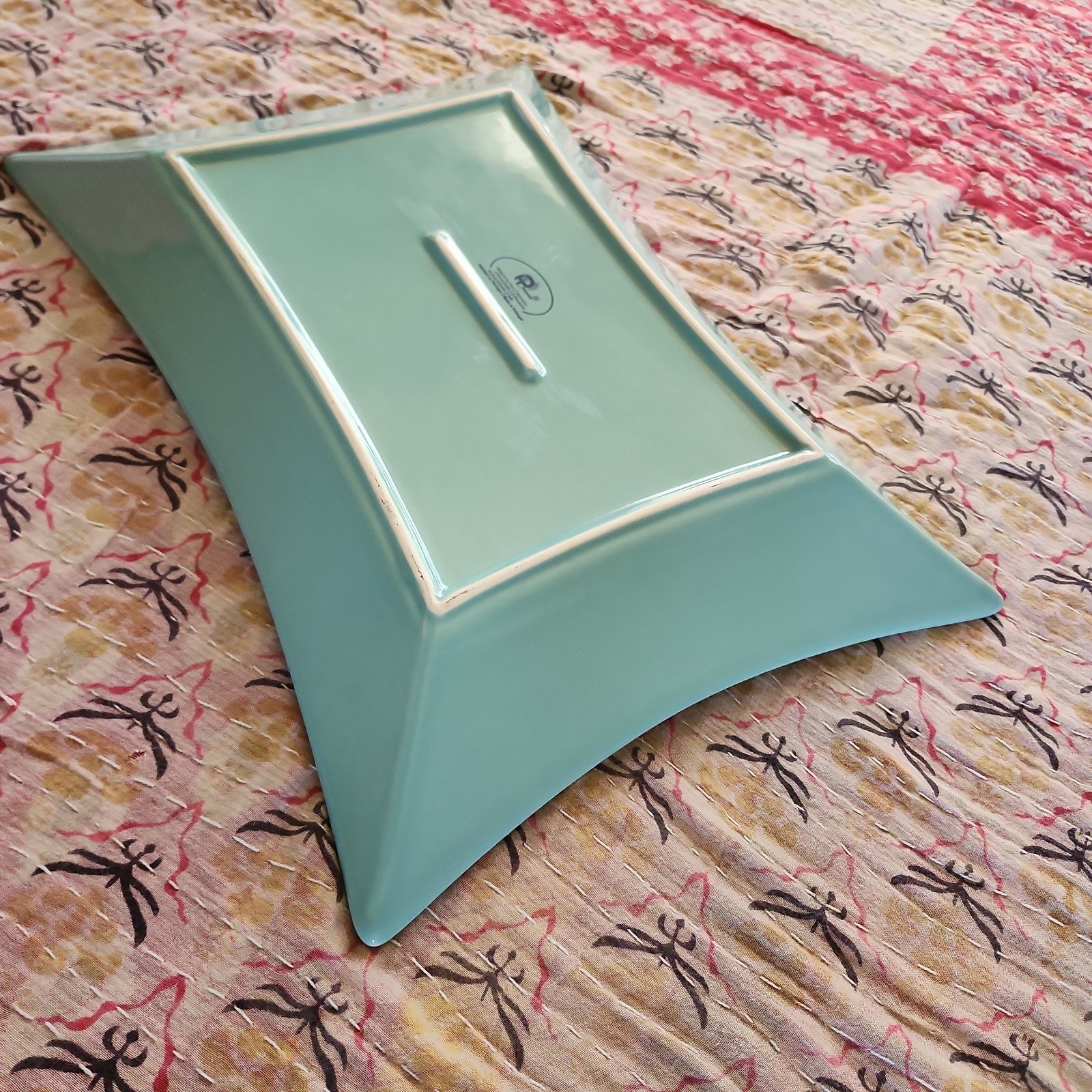 PP Home Portugal Aqua Rectangular Serving Platter Tray 15.5″ Modern Ceramic