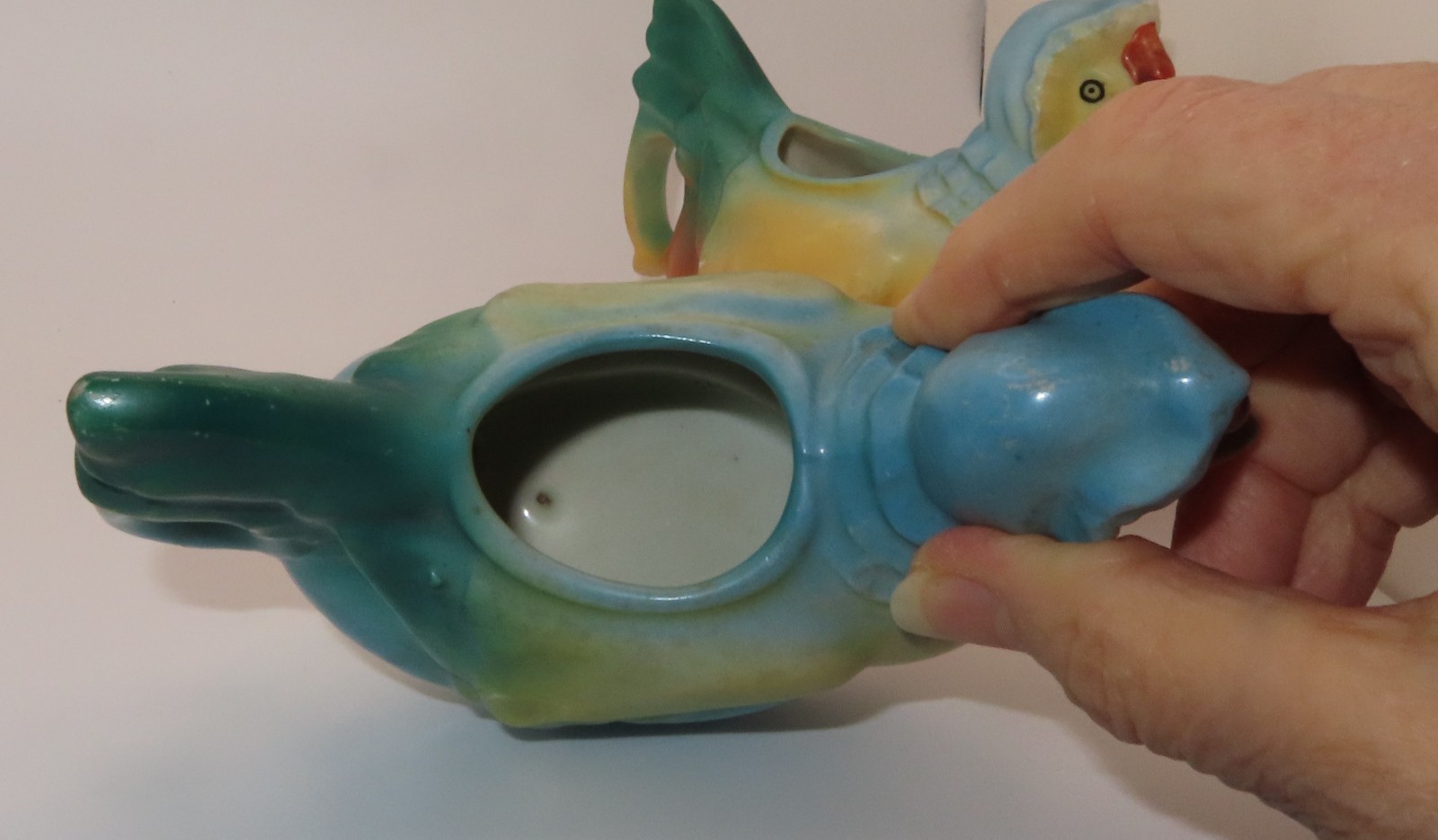 Vintage Czech Pottery “Hen in a Bonnet” Creamer Pair – Art Deco 1920s-30s