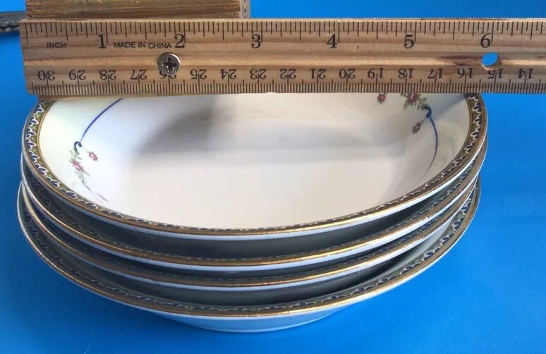 Set-4 Antique Cleveland China Tokio Fruit Dessert Bowl Roses Gold Trim 6 1/8″