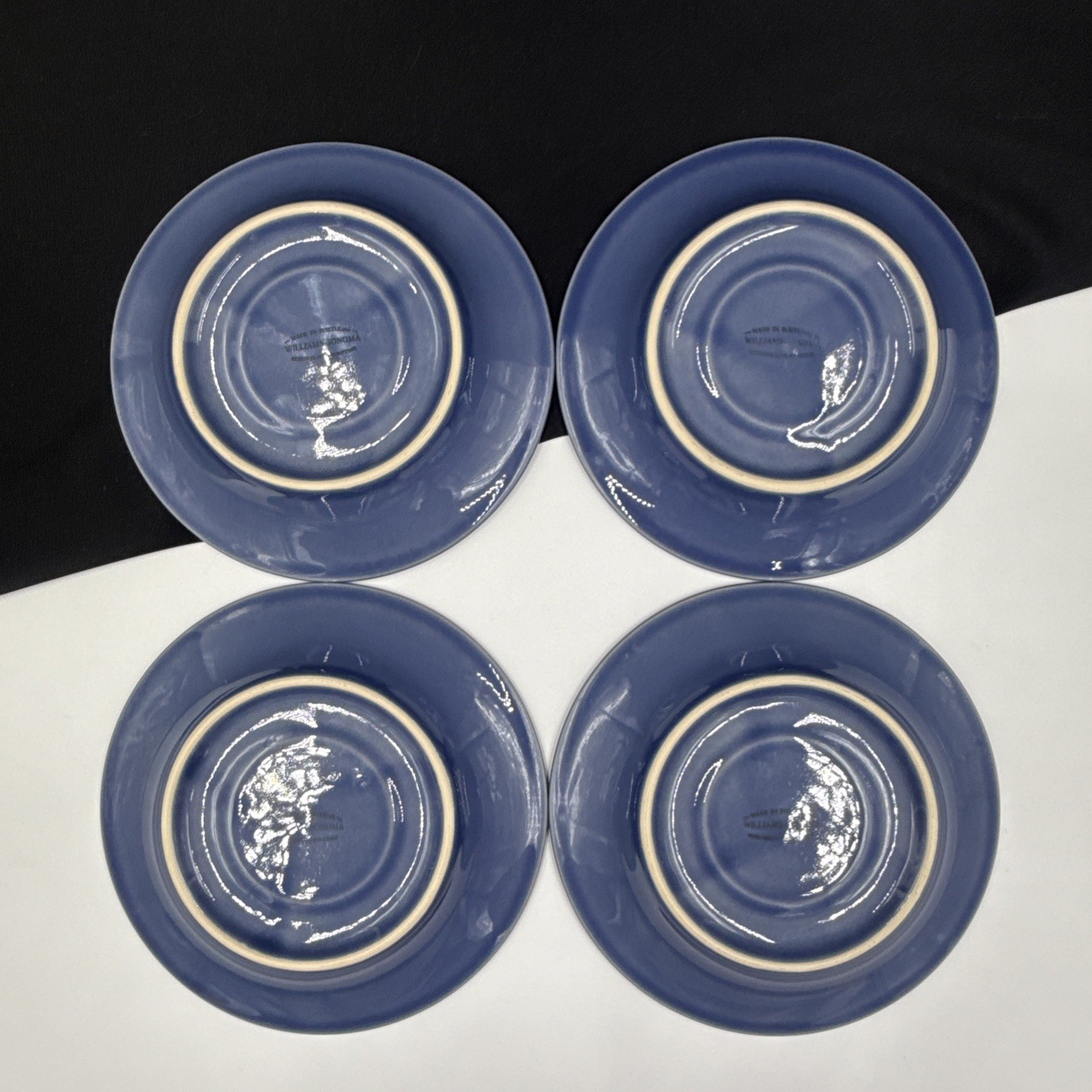 Williams Sonoma BELVEDERE CORNFLOWER BLUE Set Of (4) 6 3/4″ Saucers Portugal