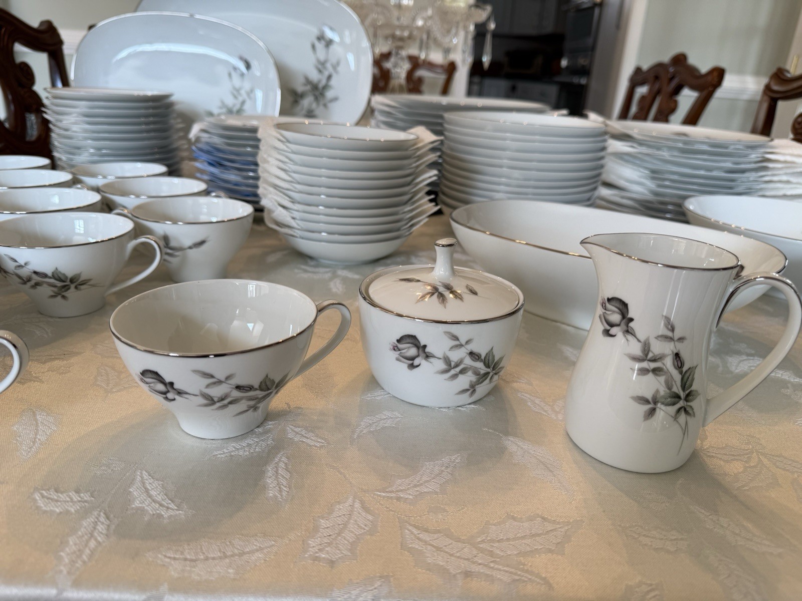 Noritake China Set JANETTE 6604 Service For 12 with Serving Pieces – EUC – 7pc