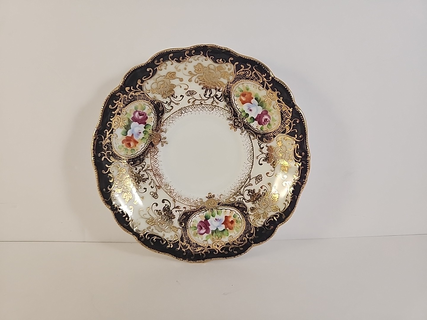 Vintage Chubu China Saucer Made in Occupied Japan Hand-Painted Gold Gilt Moriage