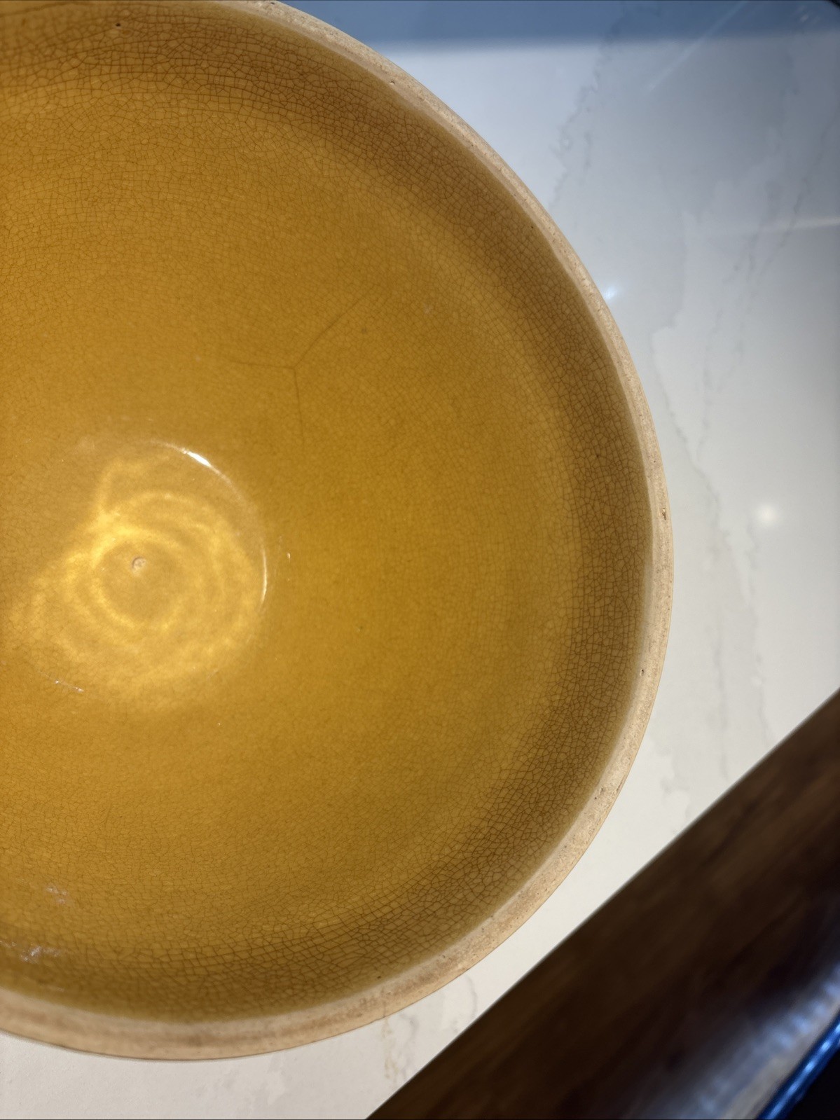 Antique Rare McCoy Yellow Ware Pottery 10.25 Inch Checkerboard Large Mixing Bowl