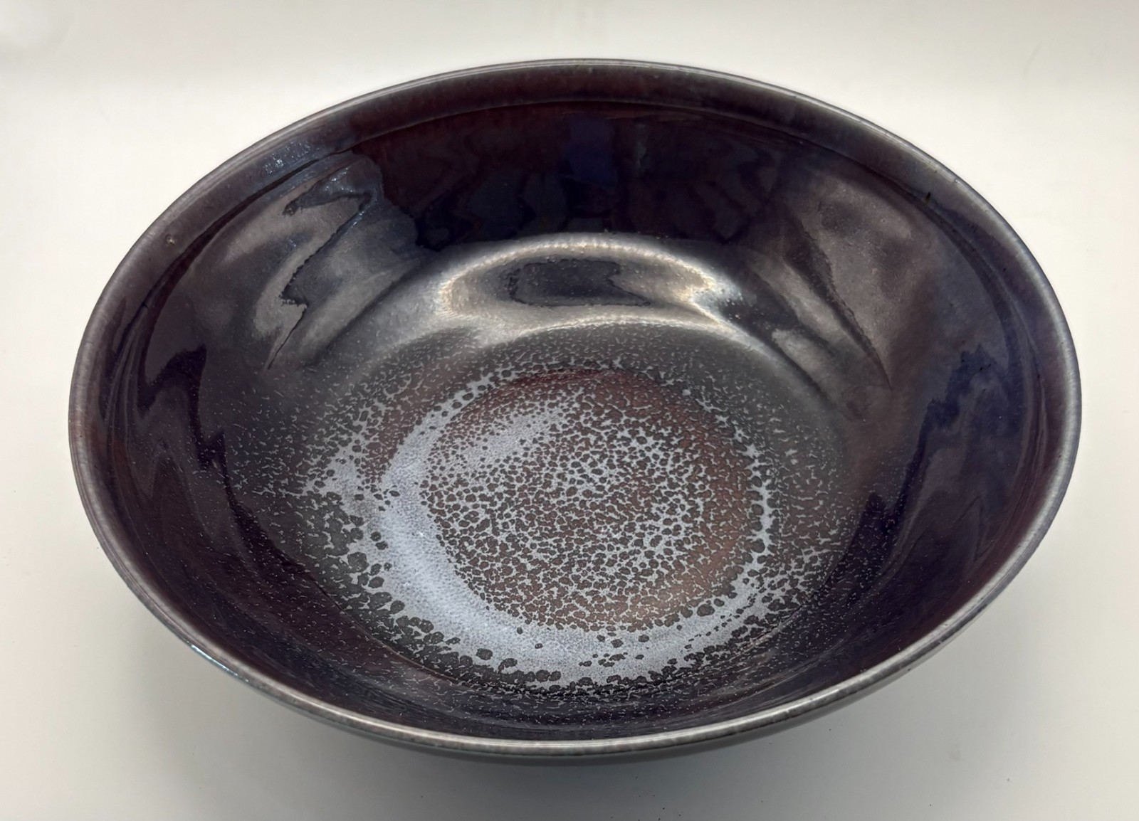 Studio Art Pottery Deep Purple Glazed Stoneware Bowl 8.75″ x 2.5″ Signed