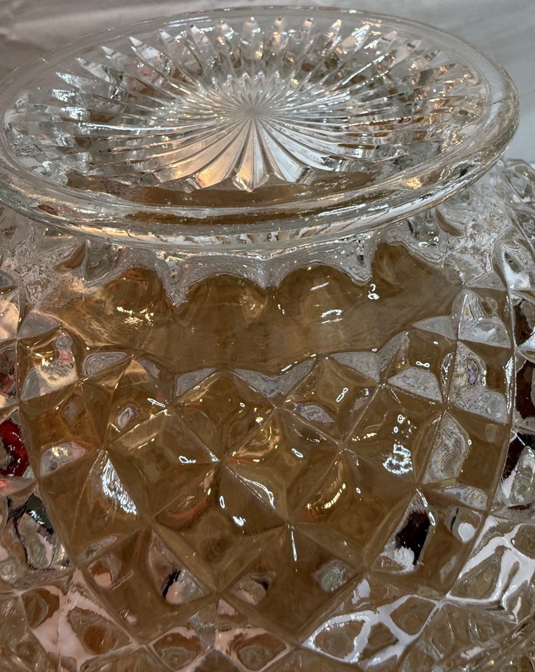 Anchor Hocking Wexford Clear Pressed Glass Pedestal Fruit Serving Bowl 10”