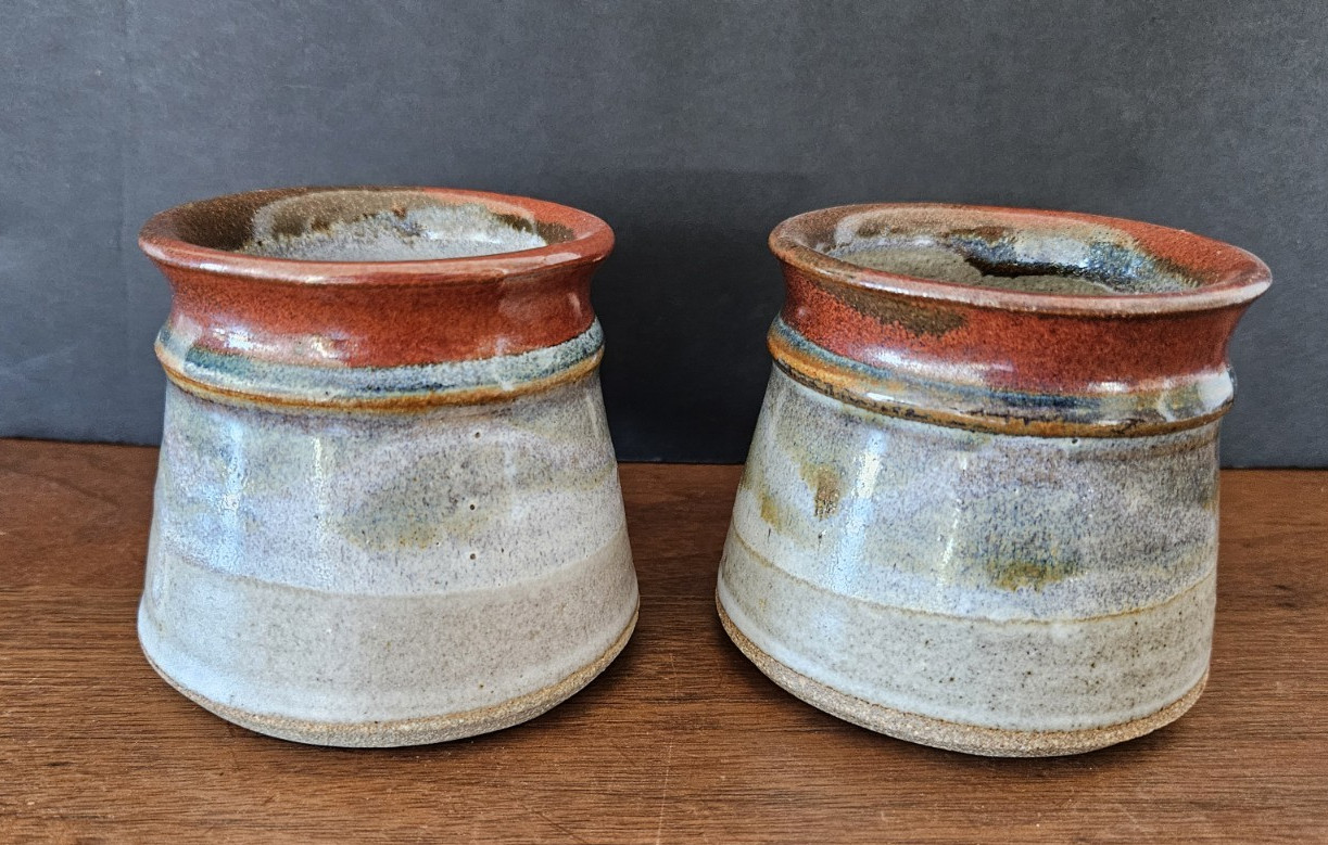 2 Studio Art Pottery Mugs Alice Sennett Signed Handcrafted Coffee Tea SLO 8 oz