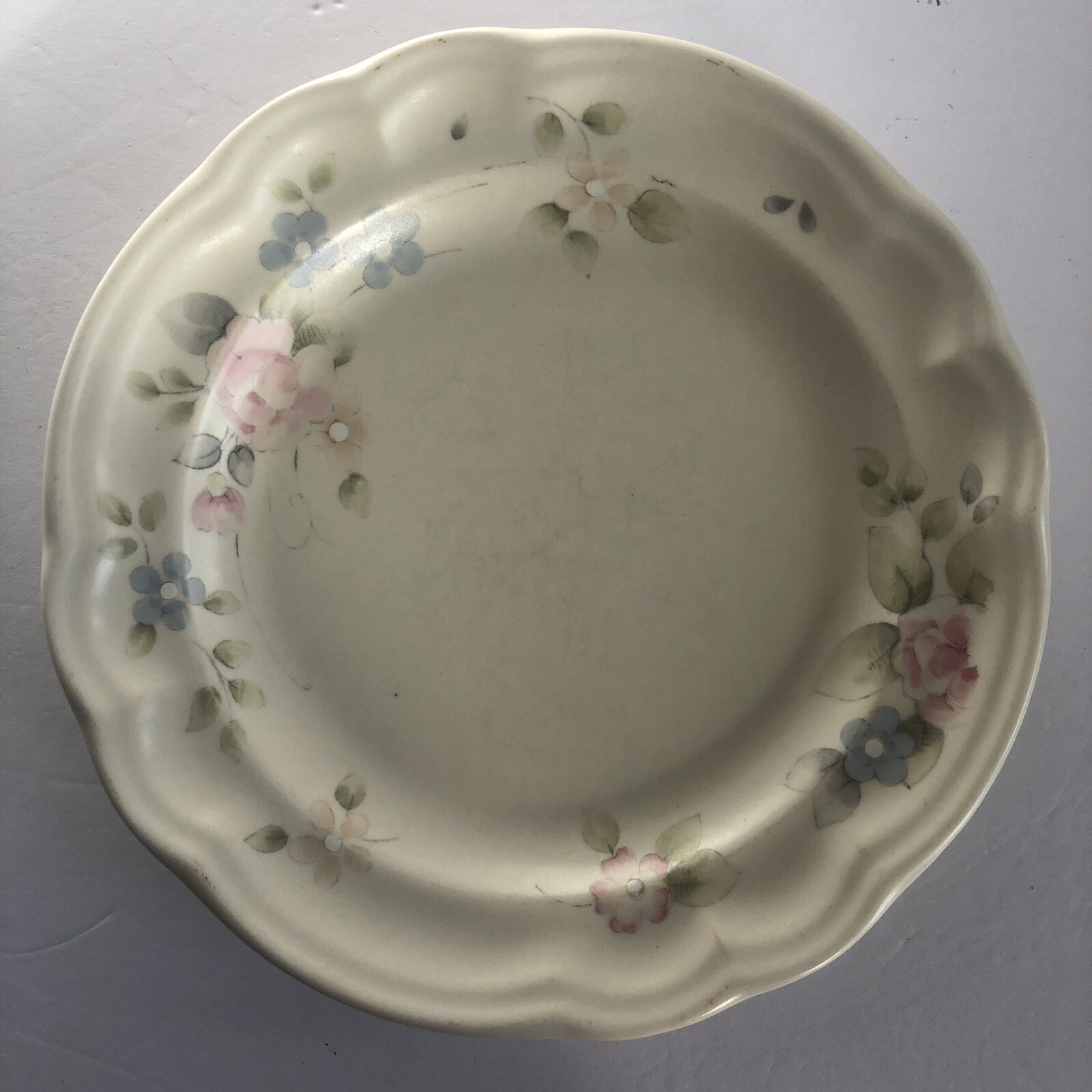 Vintage Pfaltzgraff Tea Rose Salad Plates 7.25″ USA Stoneware Ivory Set of 5