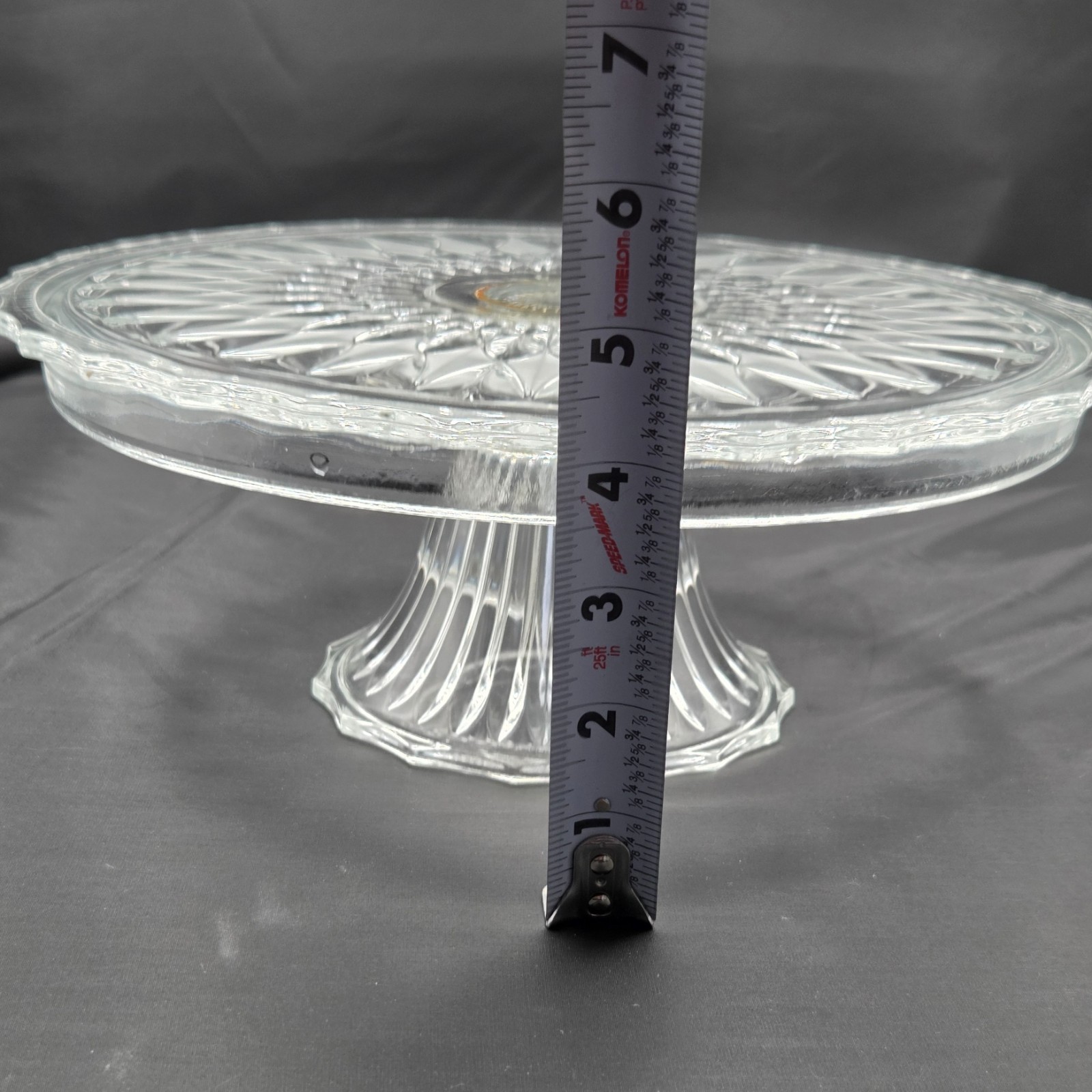 Jeanette Depression Glass Clear Windsor Diamond Pedestal Cake Plate Stand