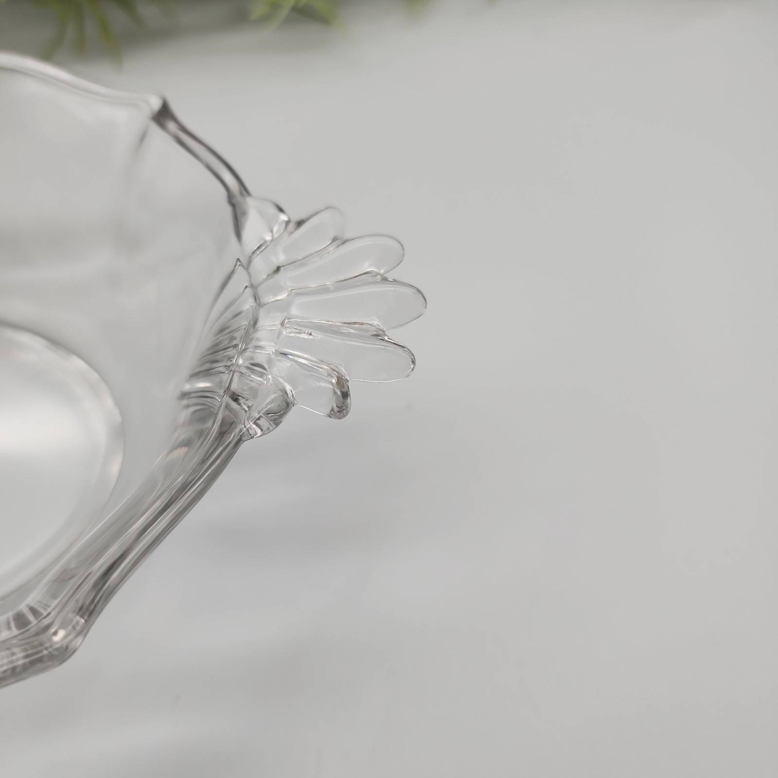 Vintage Clear Glass Divided Relish Dish Fan Handles Mid-Century Serving Bowl