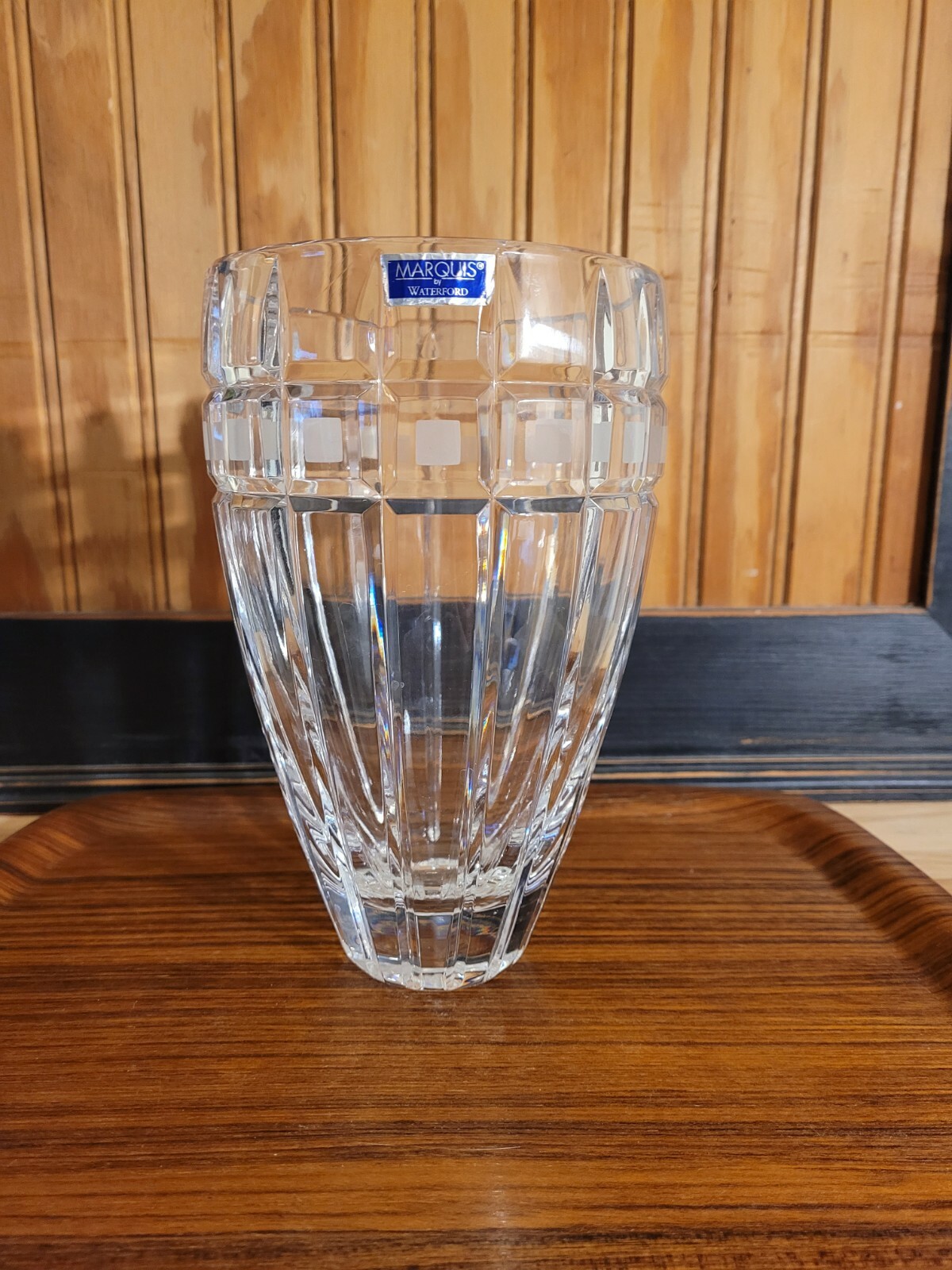 Marquis by Waterford Quadrata 8″ Crystal Flower Vase Frosted Squares