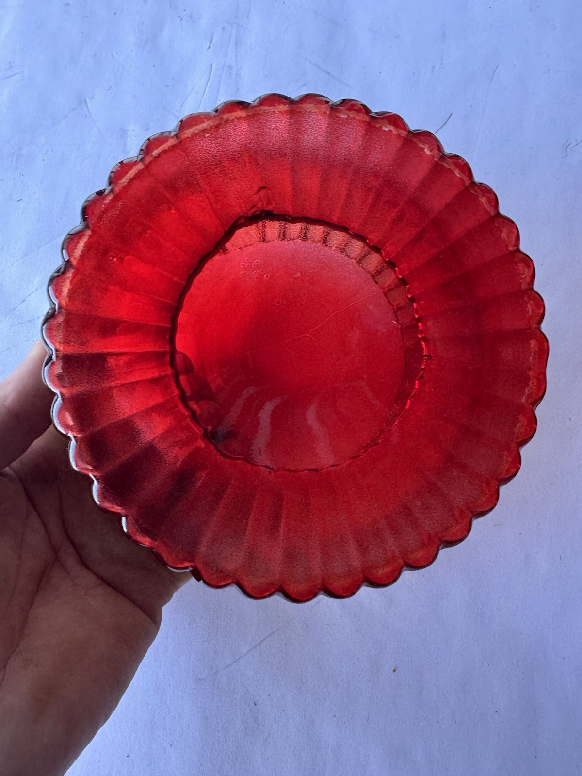 Vintage Amberina Glass Covered Candy Dish Pedestal Compote Ribbed Server Dish