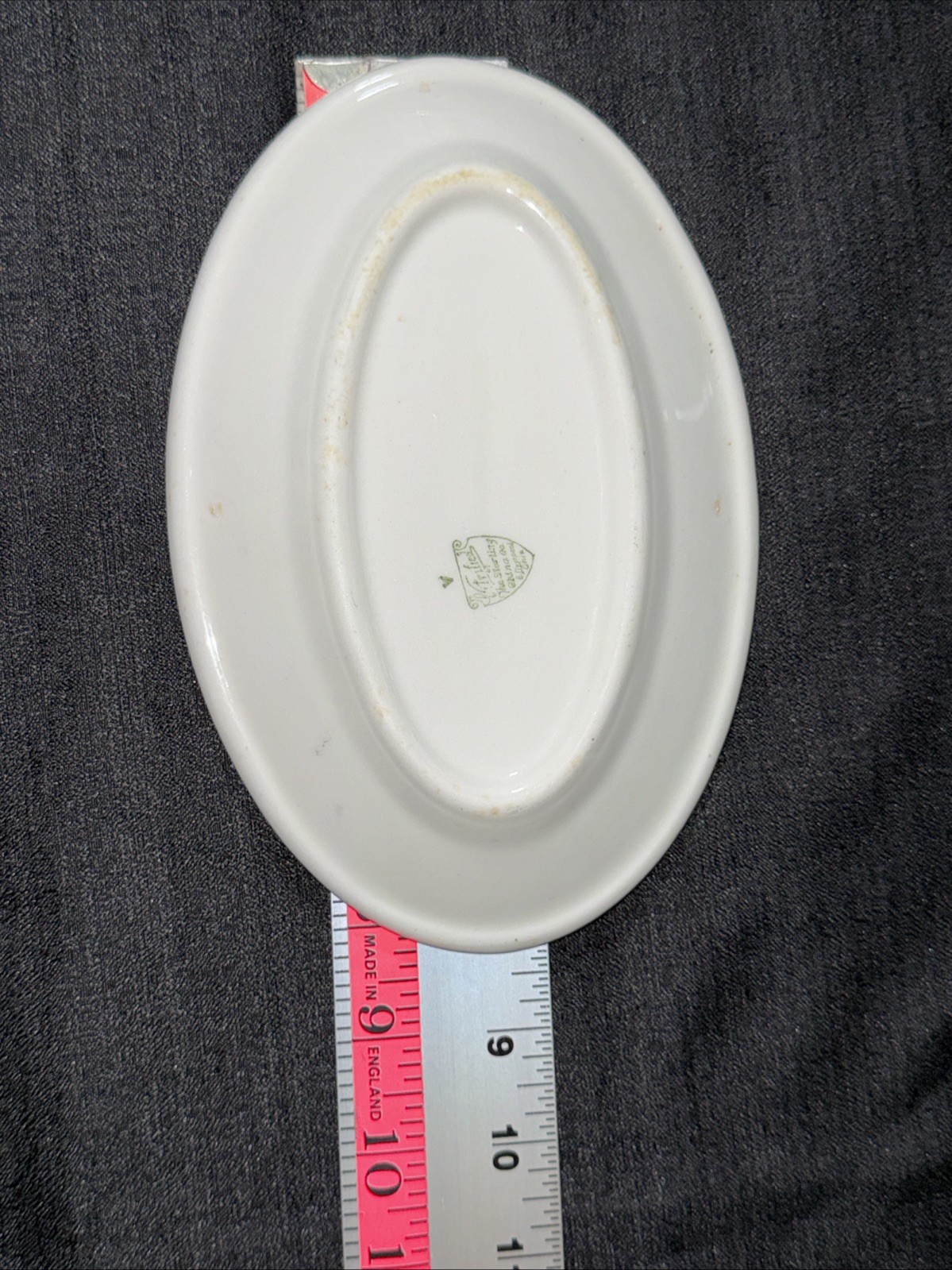 15.5” Sterling Vitrified China Restaurant Ware Green Oval Patter Plate Lot Of 3