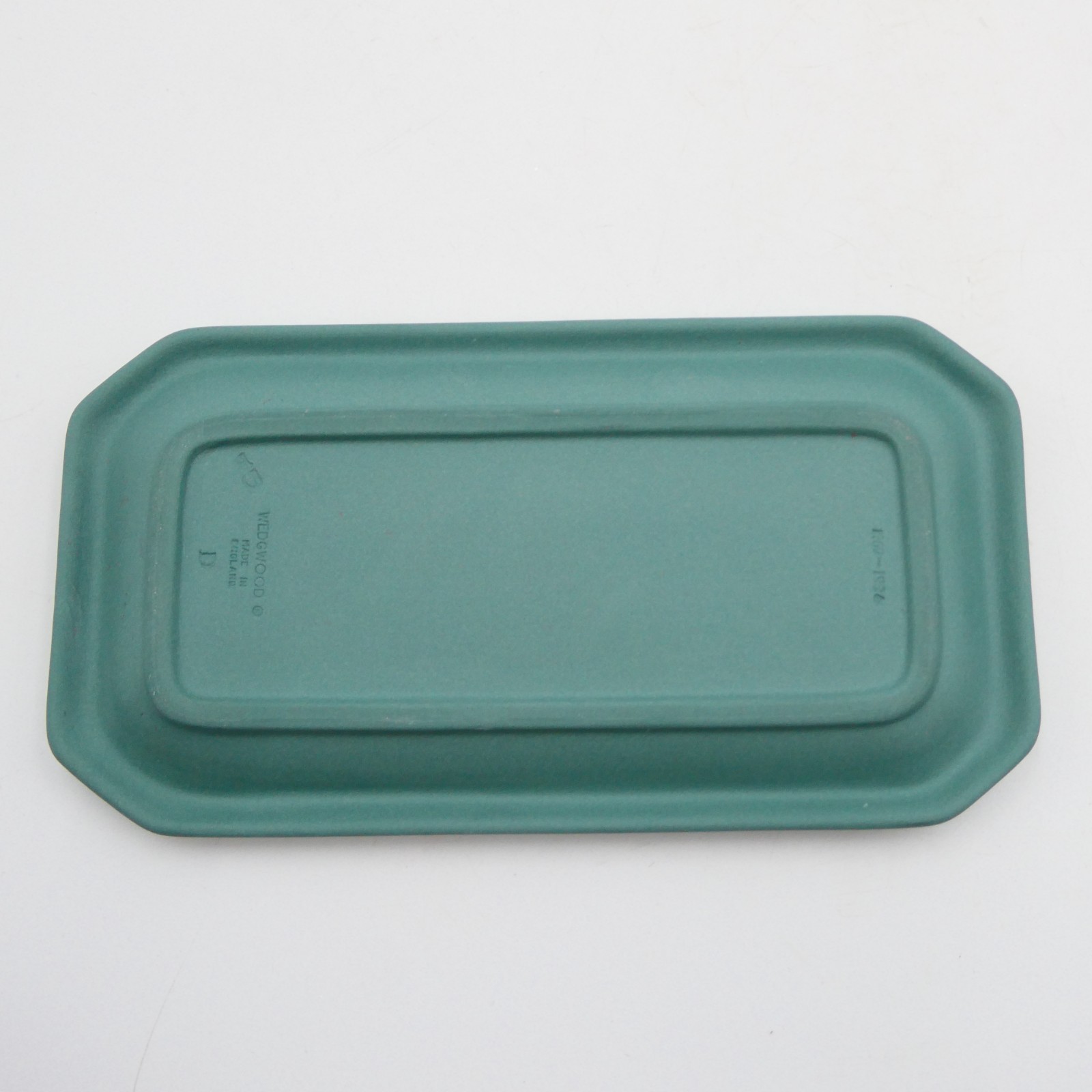 Wedgwood Jasperware Teal Rectangular Pin Tray Sea Shell Scallop 6×3.25 inch VTG